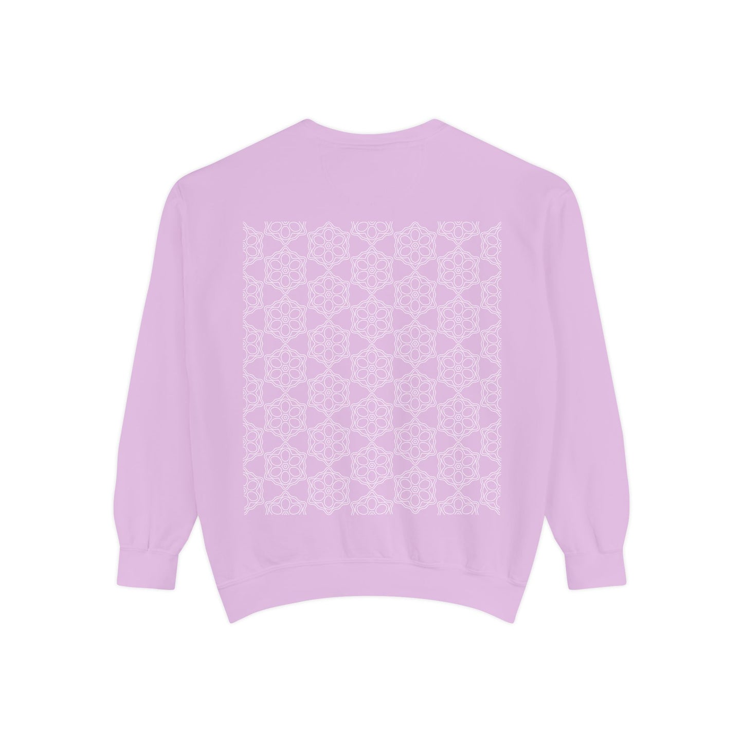 Garment-Dyed Sweatshirt with Elegant Floral Design, Cozy Unisex Sweater, Fashionable Casual Wear, Gift for Her, Perfect for Spring Style