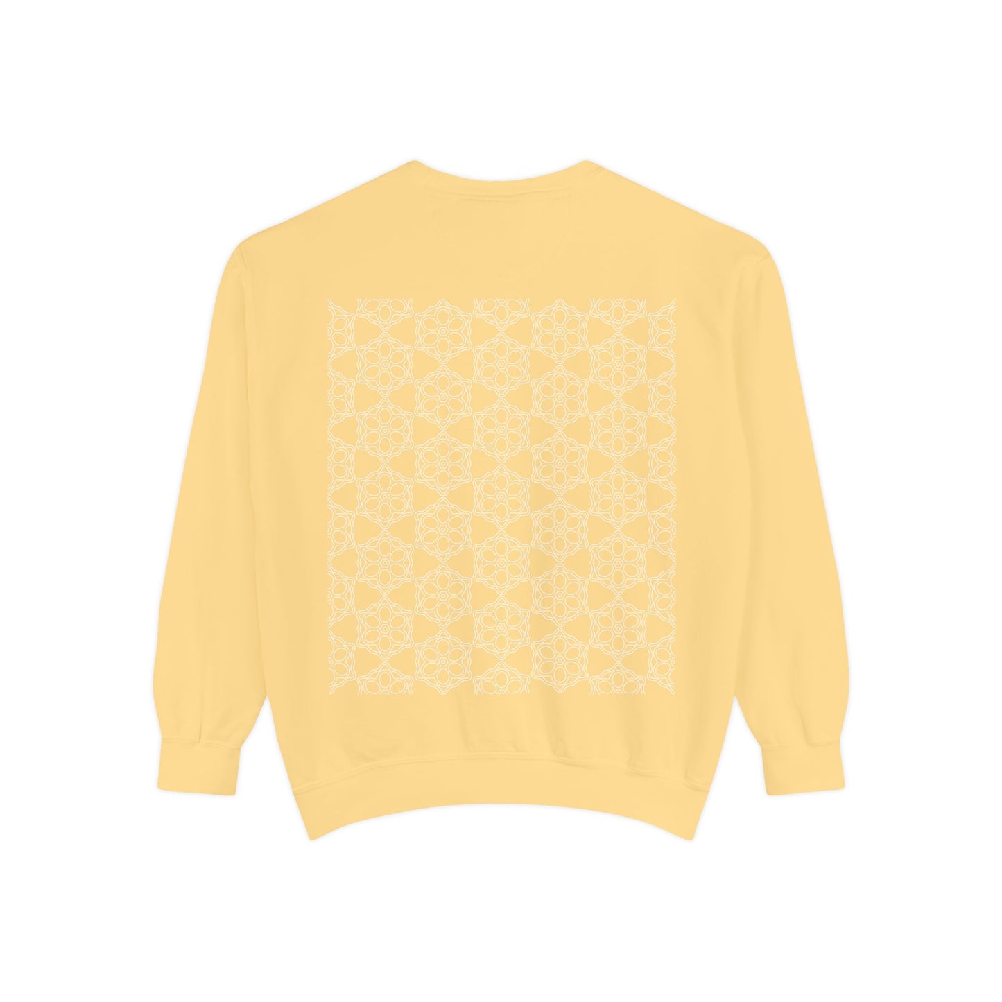 Garment-Dyed Sweatshirt with Elegant Floral Design, Cozy Unisex Sweater, Fashionable Casual Wear, Gift for Her, Perfect for Spring Style