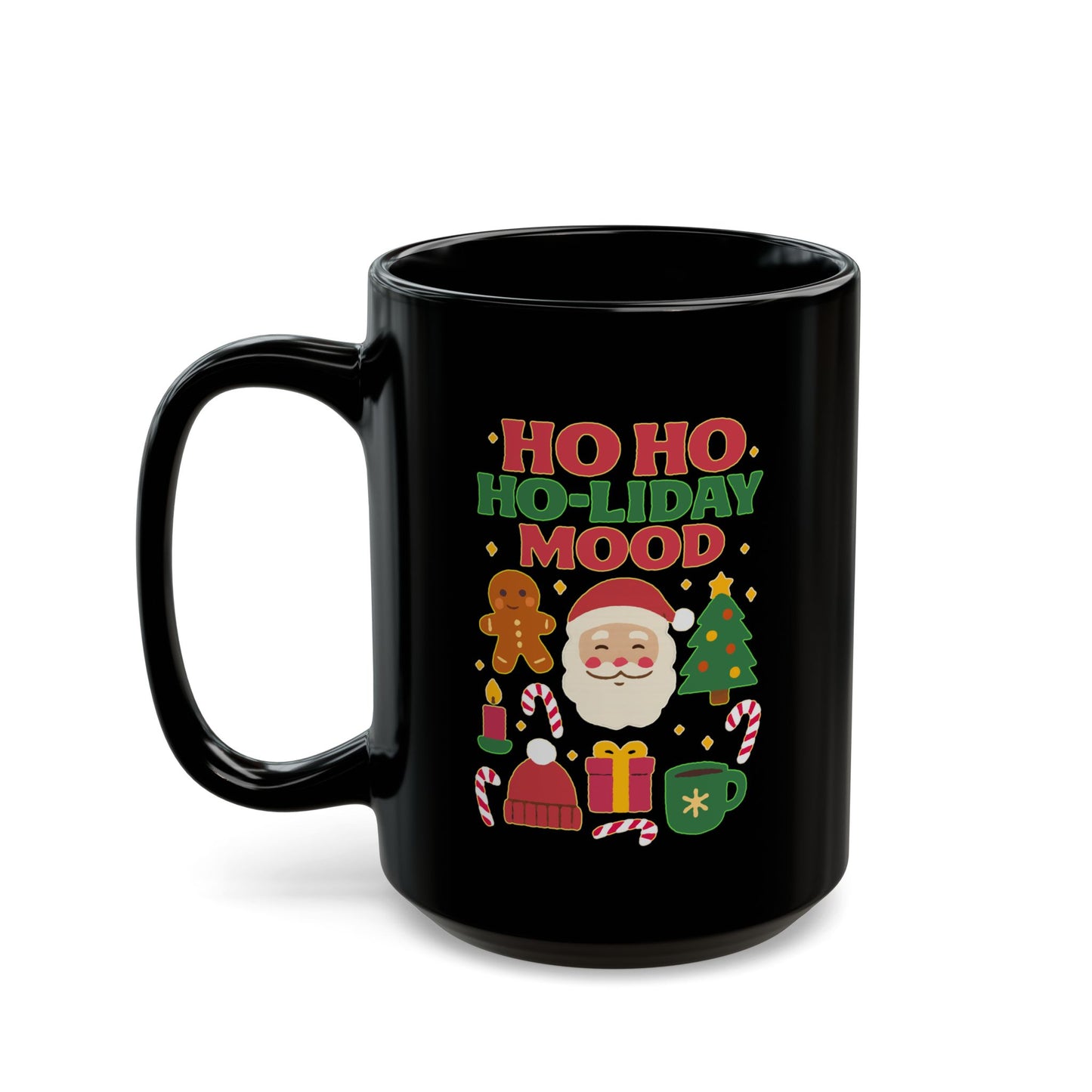 Festive Holiday Mug, 'Ho Ho Ho-liday Mood' Coffee Cup for Christmas, Gift for Him/Her, Cheerful Coffee Mug, Cute Holiday Decor