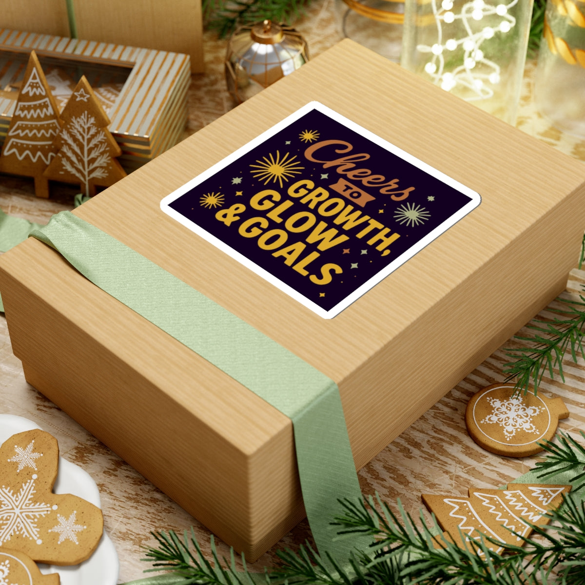 Cheers to Growth, Glow & Goals Stickers, Motivational Decor for Journals, Laptops, Water Bottles, New Year, Celebrations, Gift Ideas