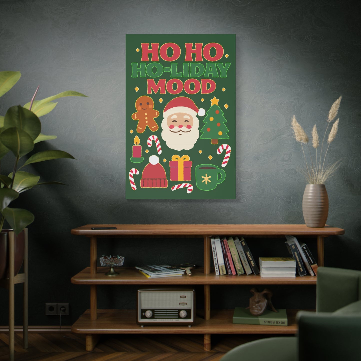 Holiday Canvas Wall Art, Festive Decor for Christmas, Santa and Gingerbread Vibe, Seasonal Home Decoration, Gift for Christmas Lovers