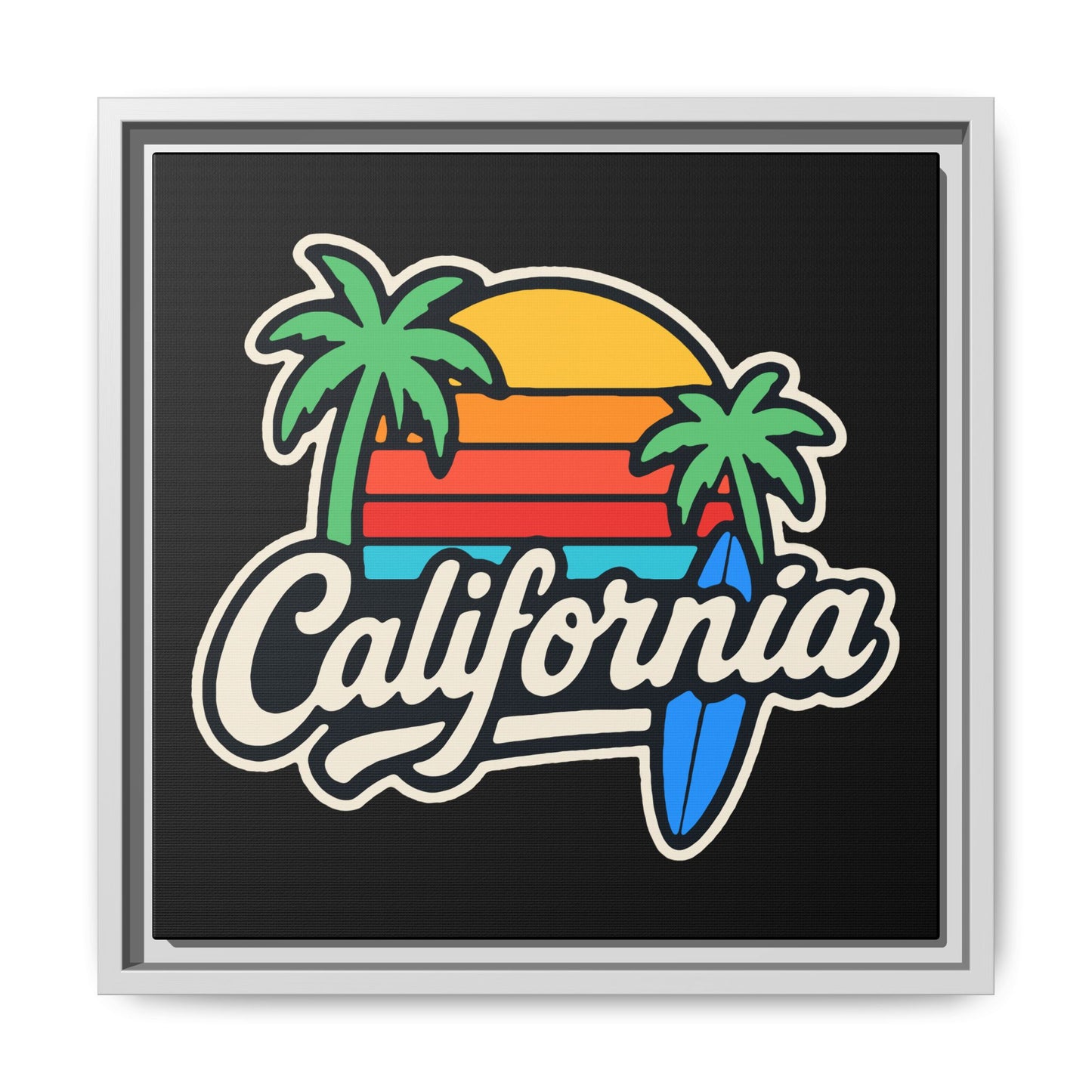 California Sunset Canvas Art, Framed Wall Decor, Tropical Beach Vibe, Home & Office Decor, Gift for Beach Lovers, Summer Art