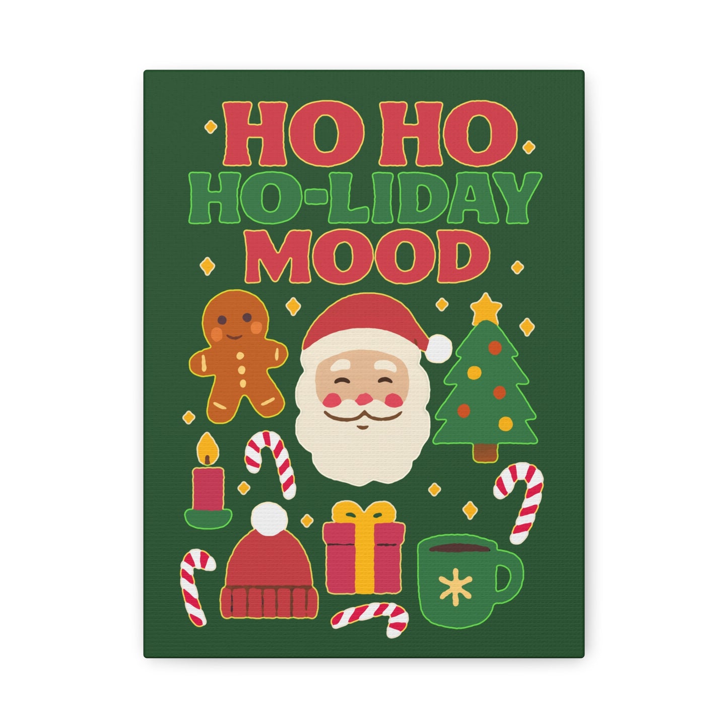 Holiday Canvas Wall Art, Festive Decor for Christmas, Santa and Gingerbread Vibe, Seasonal Home Decoration, Gift for Christmas Lovers