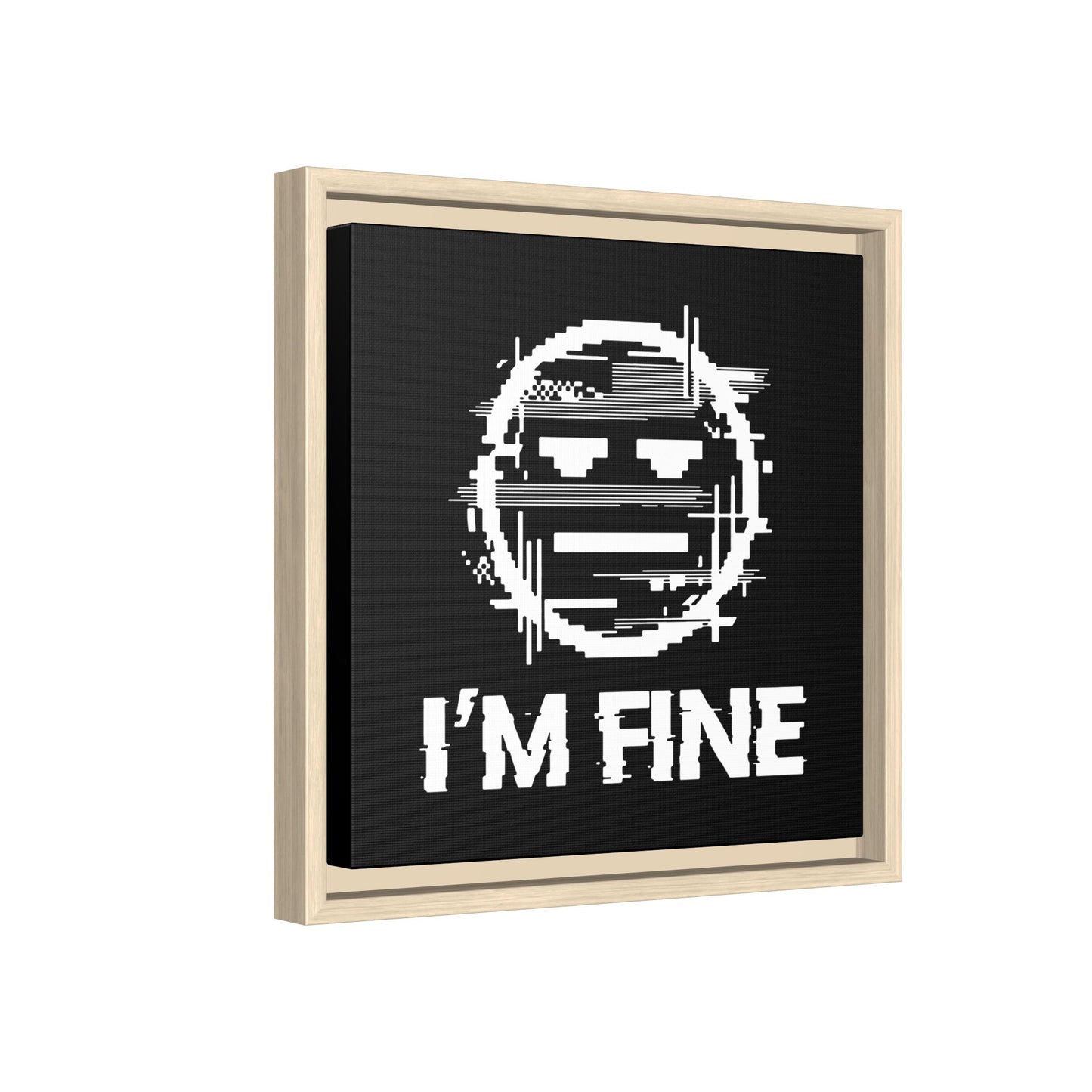 I’m Fine Glitched Smiley - Framed Canvas