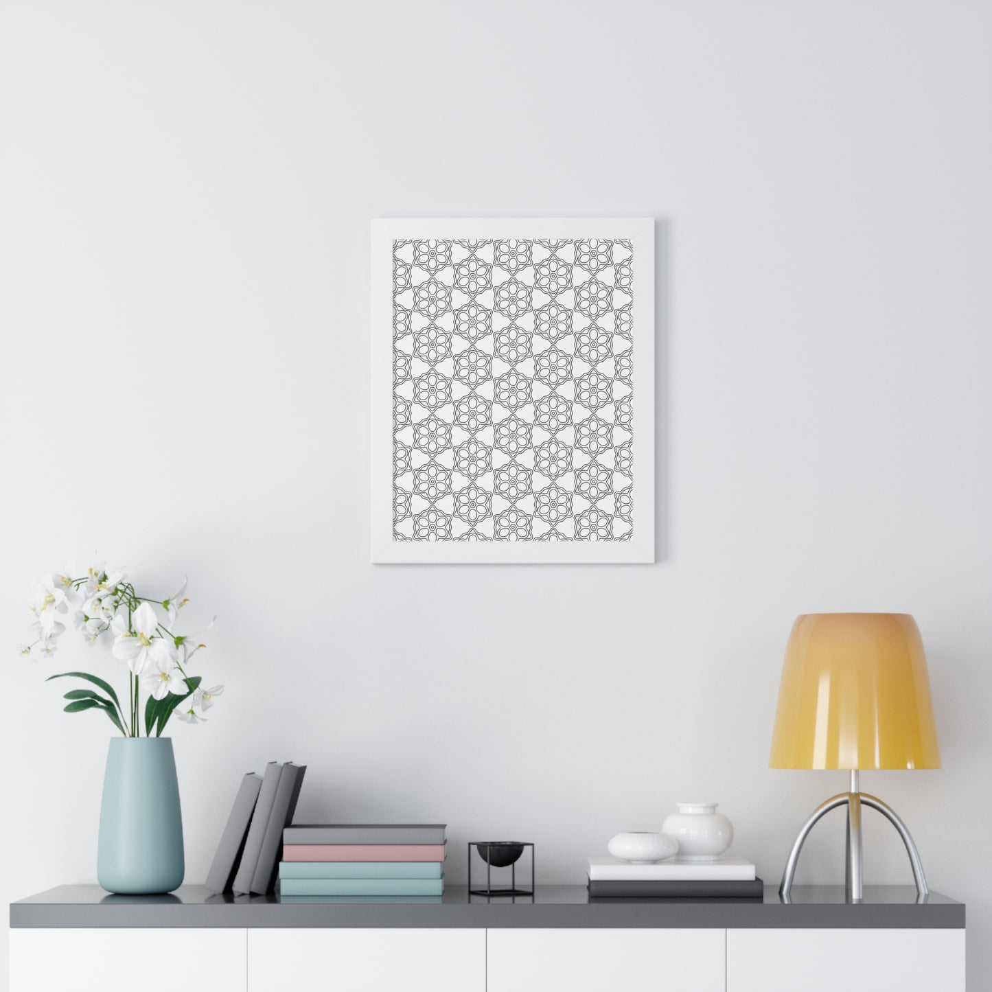 Elegant Geometric Framed Vertical Poster, Home Decor Art, Wall Art, Bohemian Vibes, Modern Design, Gift for Art Lovers