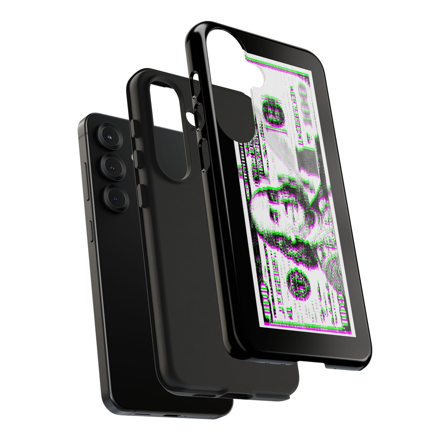 100 Dollars Bill - Green/Magenta Glitch - Phone Case