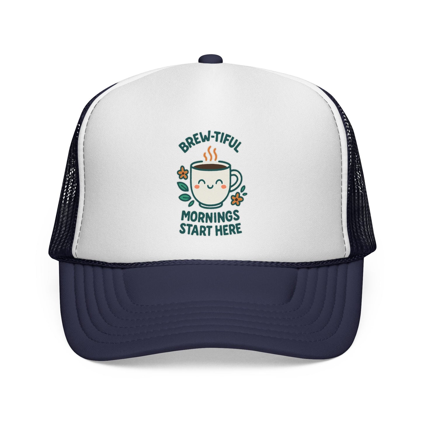 Coffee Lovers Trucker Cap, Brew-tiful Mornings Start Here, Coffee Hat