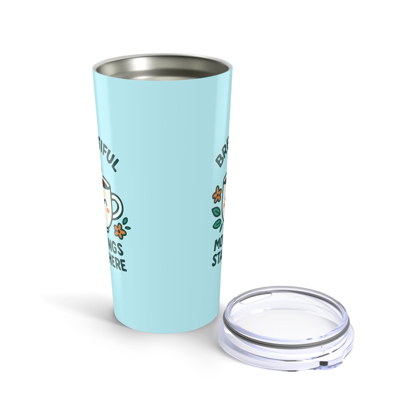 Brew-tiful & Grateful Heart Tumbler 20oz, Motivational Travel Mug, Gift for Friends, Self-Care Reminder, Inspiring Drinkware, Everyday Cup