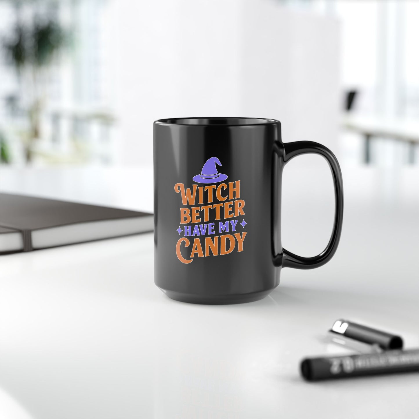 Witchy Black Mug, Halloween Coffee Cup, Perfect for Spooky Season, Gift for Witches, Trick or Treat Drinkware, Halloween Party Essentials