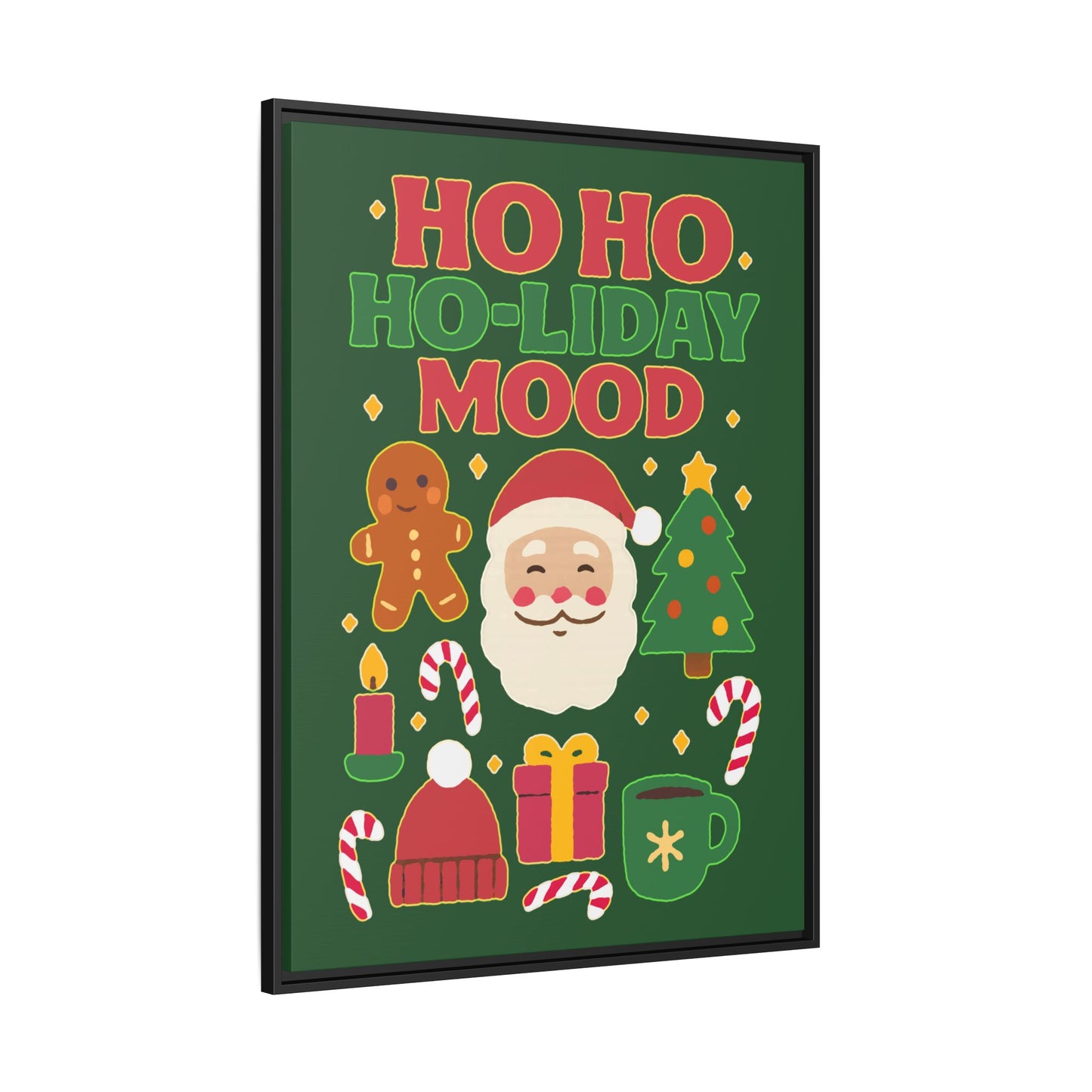 Framed Canvas Art, Festive Holiday, Cheerful Wall Art for Christmas, Santa Decor, Ho Ho Ho Seasonal Gift, Holiday Mood Wall Art
