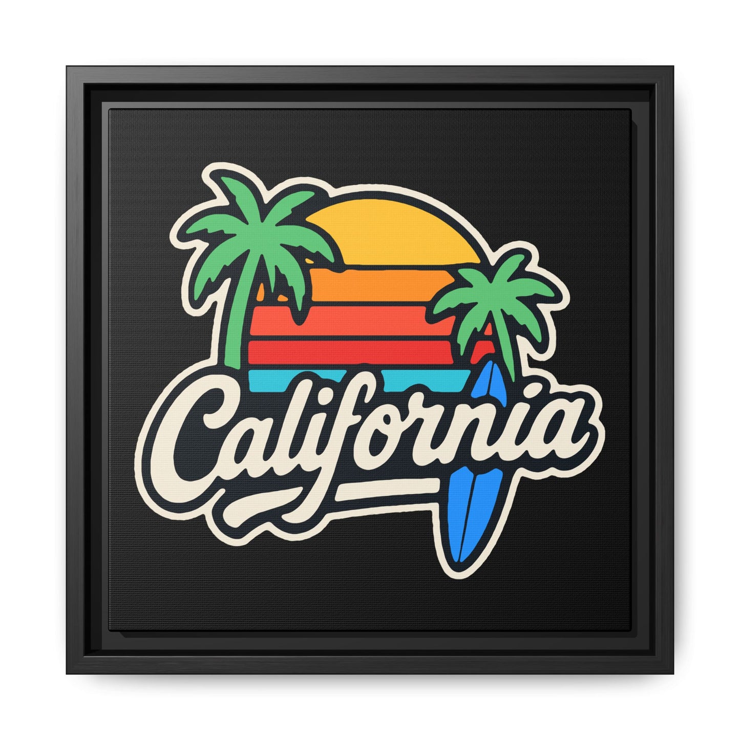 California Sunset Canvas Art, Framed Wall Decor, Tropical Beach Vibe, Home & Office Decor, Gift for Beach Lovers, Summer Art