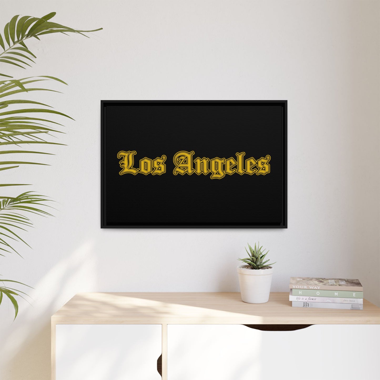 Los Angeles Framed Matte Canvas Art, Urban Wall Decor, Home Gift, City Vibes, Office Decoration, Los Angeles Gift - Golden Edition