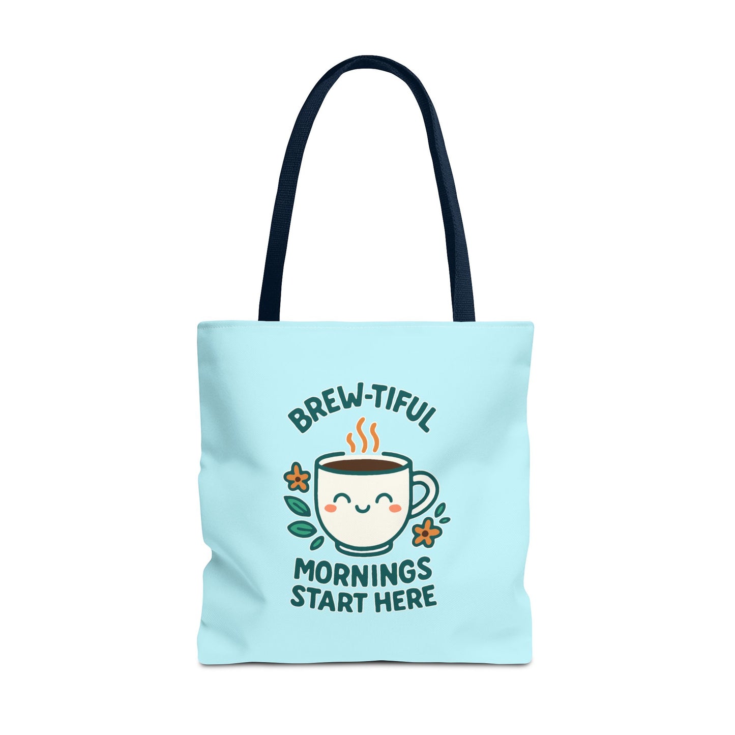 Brew-tiful Mornings Tote Bag, Cute Coffee Lover Gift, Reusable Grocery Bag, Spring Picnic Essentials, Motivational Quote Tote