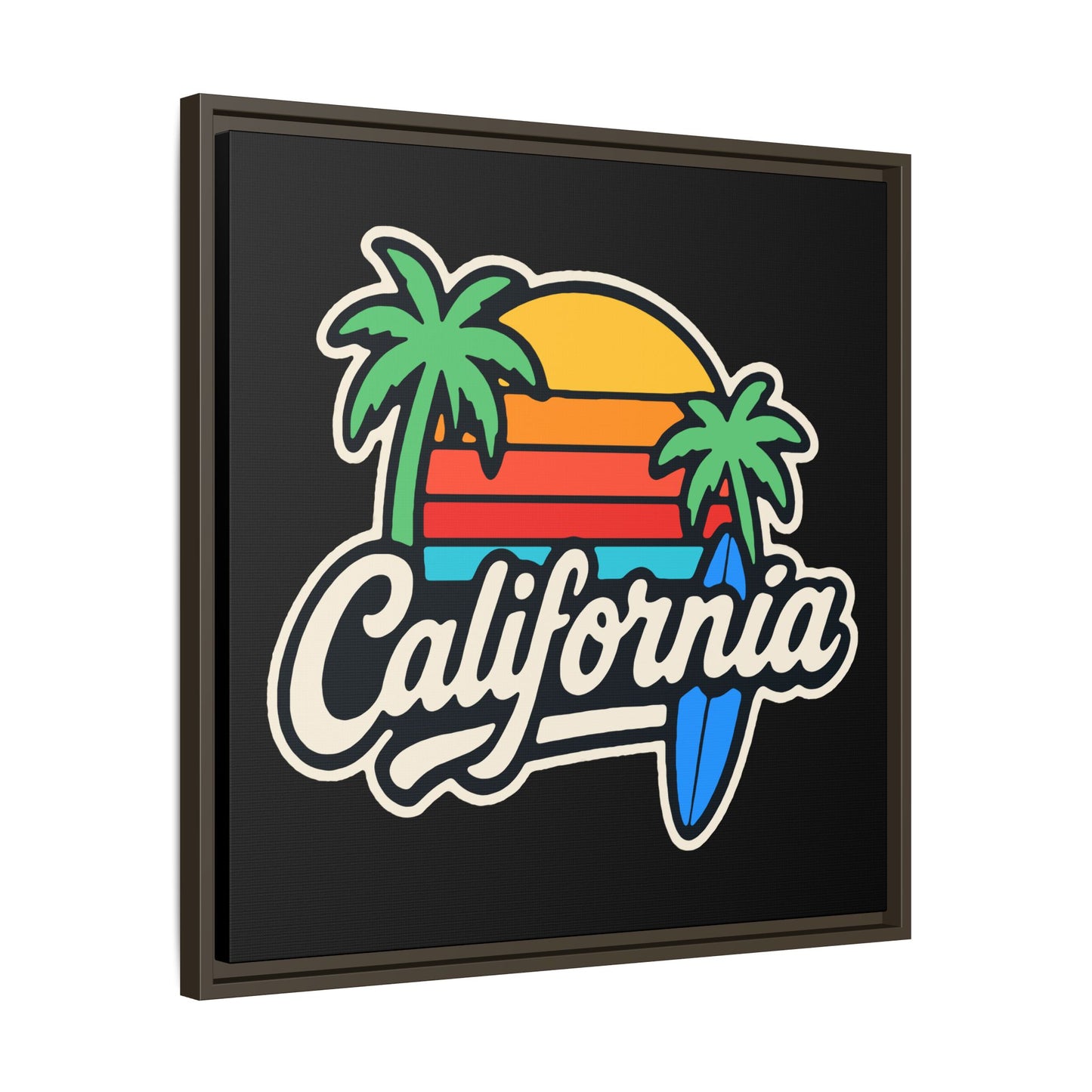 California Sunset Canvas Art, Framed Wall Decor, Tropical Beach Vibe, Home & Office Decor, Gift for Beach Lovers, Summer Art