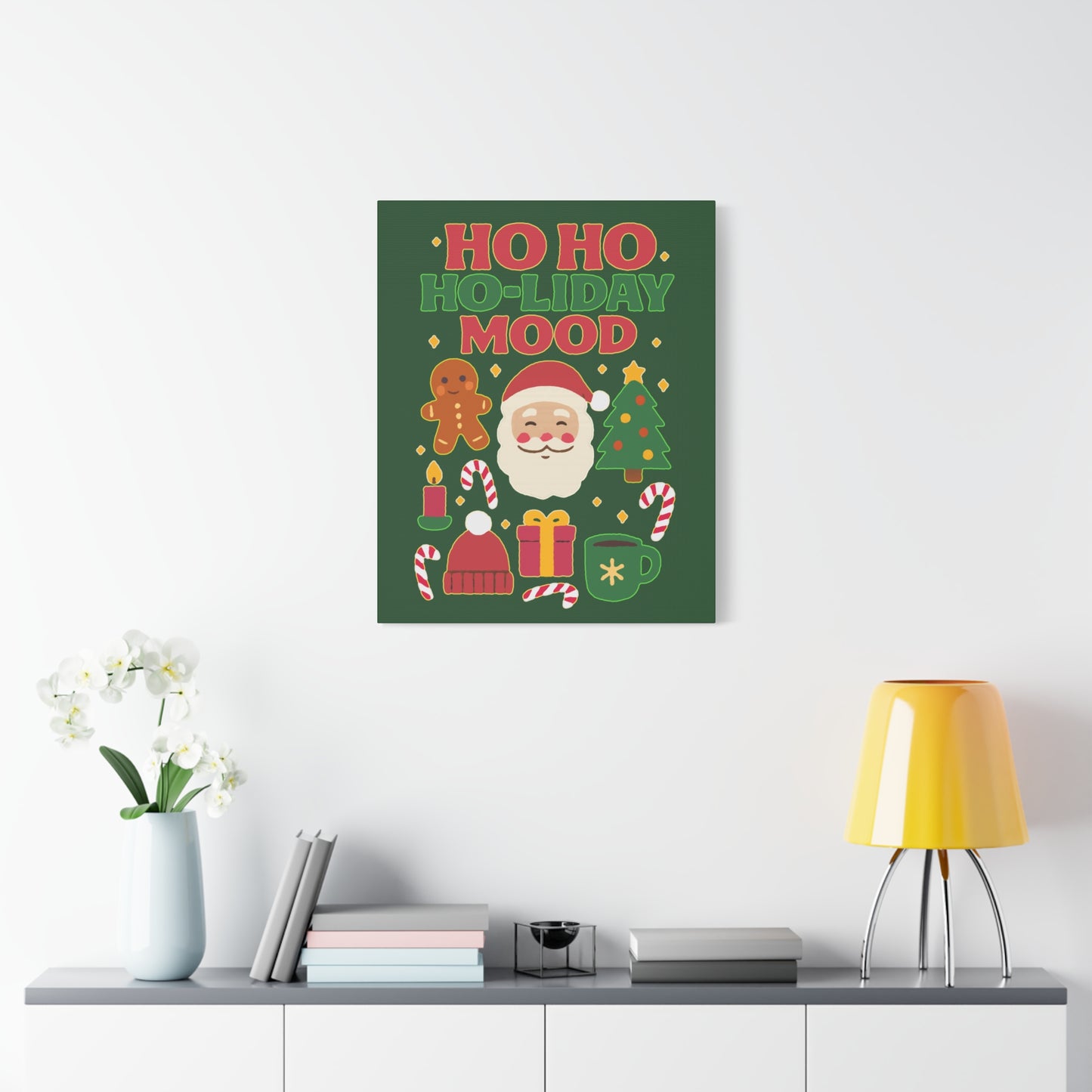 Holiday Canvas Wall Art, Festive Decor for Christmas, Santa and Gingerbread Vibe, Seasonal Home Decoration, Gift for Christmas Lovers