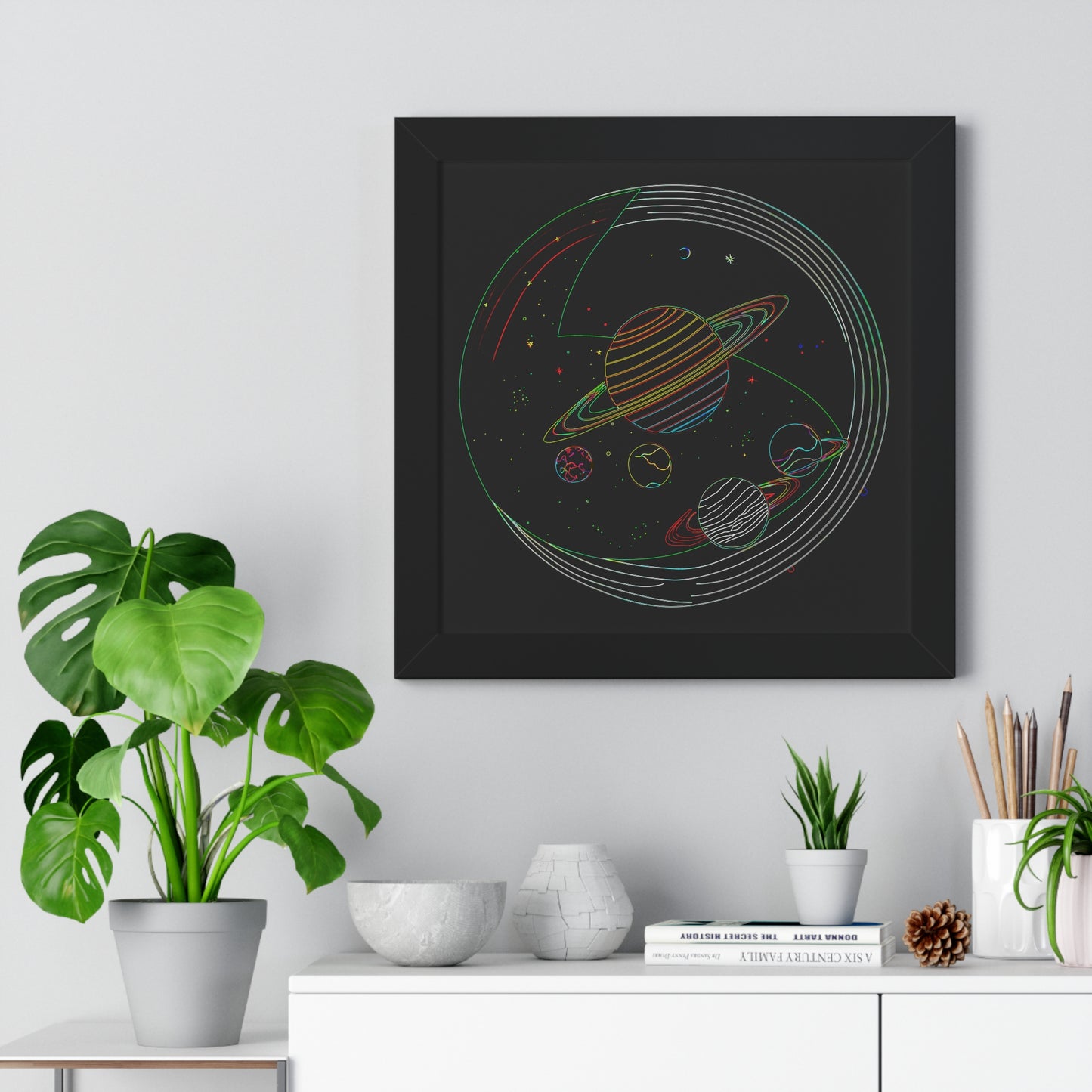 Cosmic Planetary Framed Vertical Poster, Space Art Decor, Astronomy Gift, Home Wall Art, Celestial Decoration, Galaxy Print