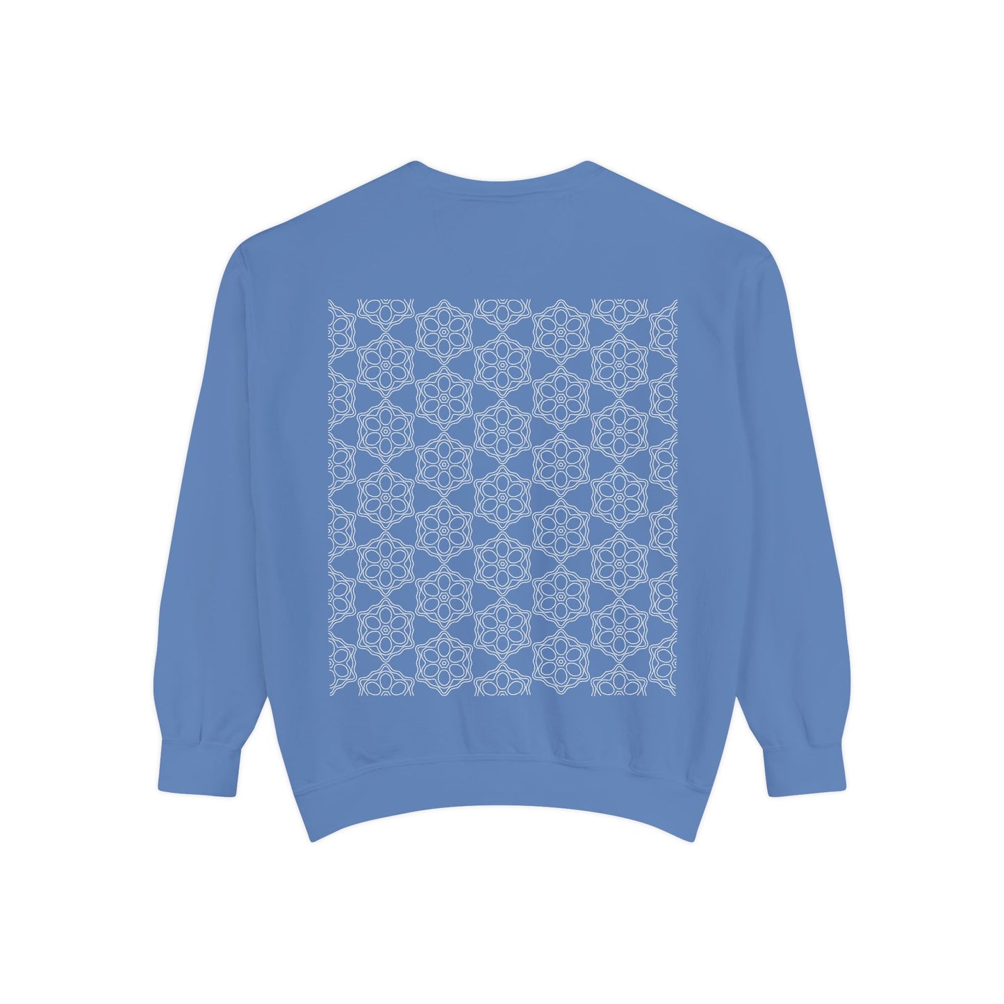Garment-Dyed Sweatshirt with Elegant Floral Design, Cozy Unisex Sweater, Fashionable Casual Wear, Gift for Her, Perfect for Spring Style