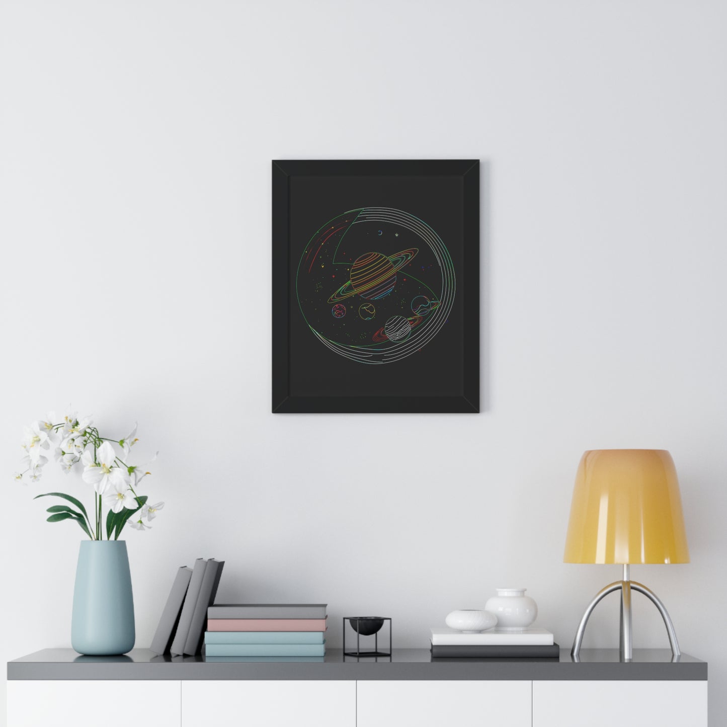 Cosmic Planetary Framed Vertical Poster, Space Art Decor, Astronomy Gift, Home Wall Art, Celestial Decoration, Galaxy Print