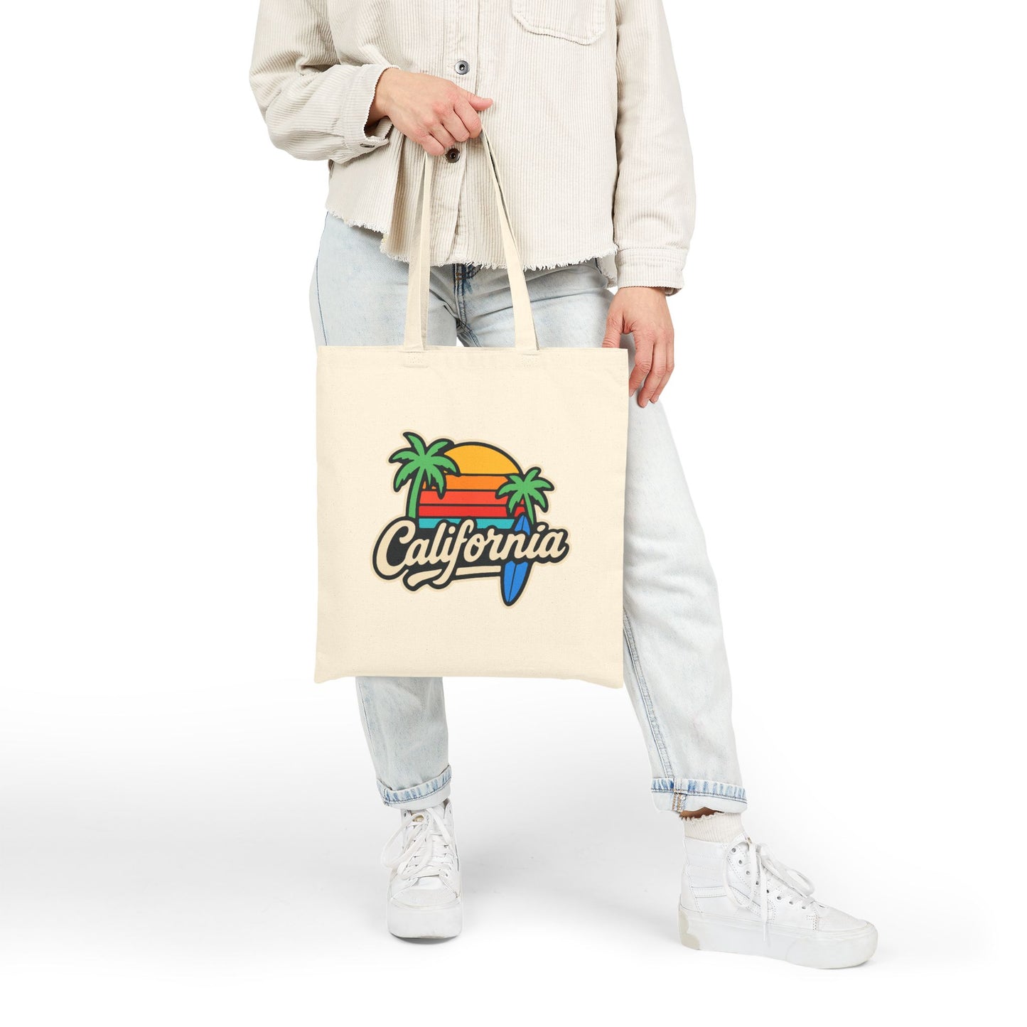 California Sunset Tote Bag, Eco-Friendly Shopping Bag, Beach Bag, Summer Vibes Gift, Travel Tote, Reusable Canvas Bag