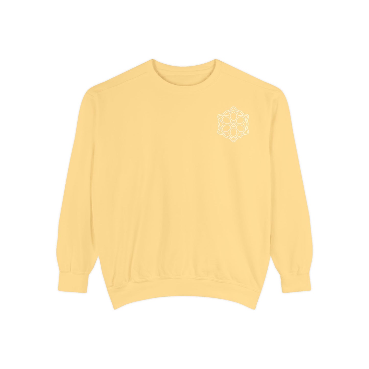 Garment-Dyed Sweatshirt with Elegant Floral Design, Cozy Unisex Sweater, Fashionable Casual Wear, Gift for Her, Perfect for Spring Style