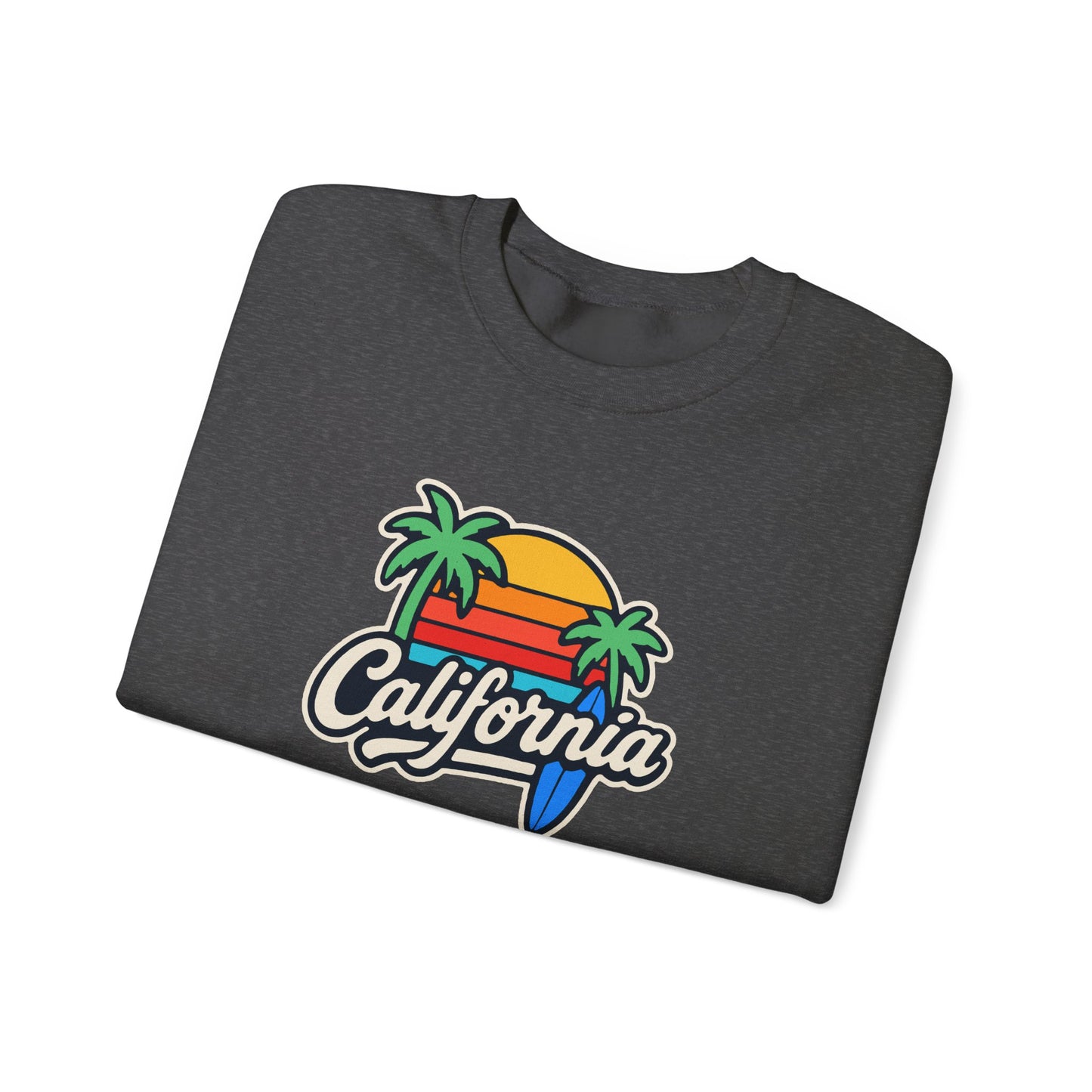 California Sunset Crewneck Sweatshirt, Cozy Sweatshirt, Unisex Pullover, Graphic Tee, Beach Lifestyle Apparel, Casual Wear, Gift for Him/Her