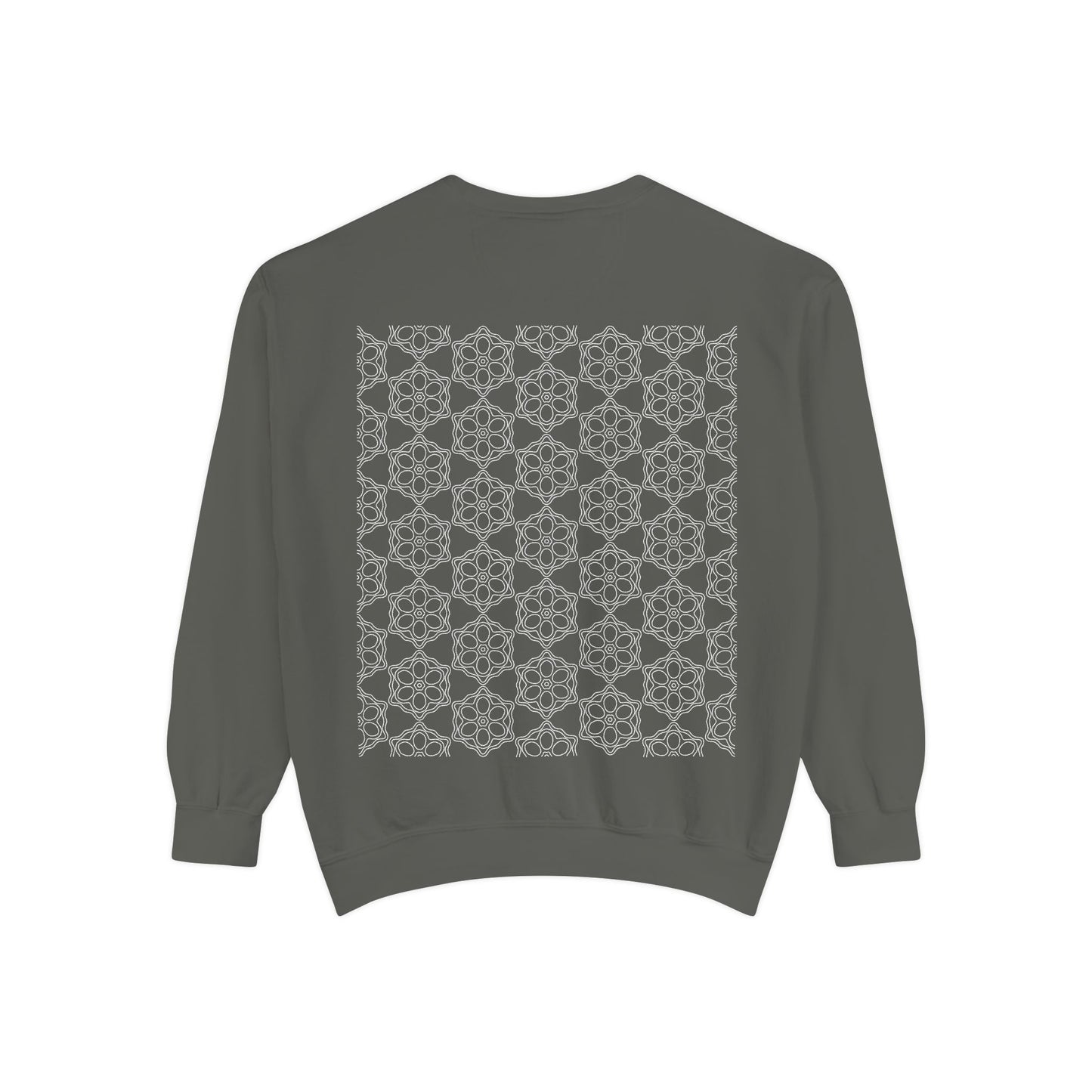 Garment-Dyed Sweatshirt with Elegant Floral Design, Cozy Unisex Sweater, Fashionable Casual Wear, Gift for Her, Perfect for Spring Style