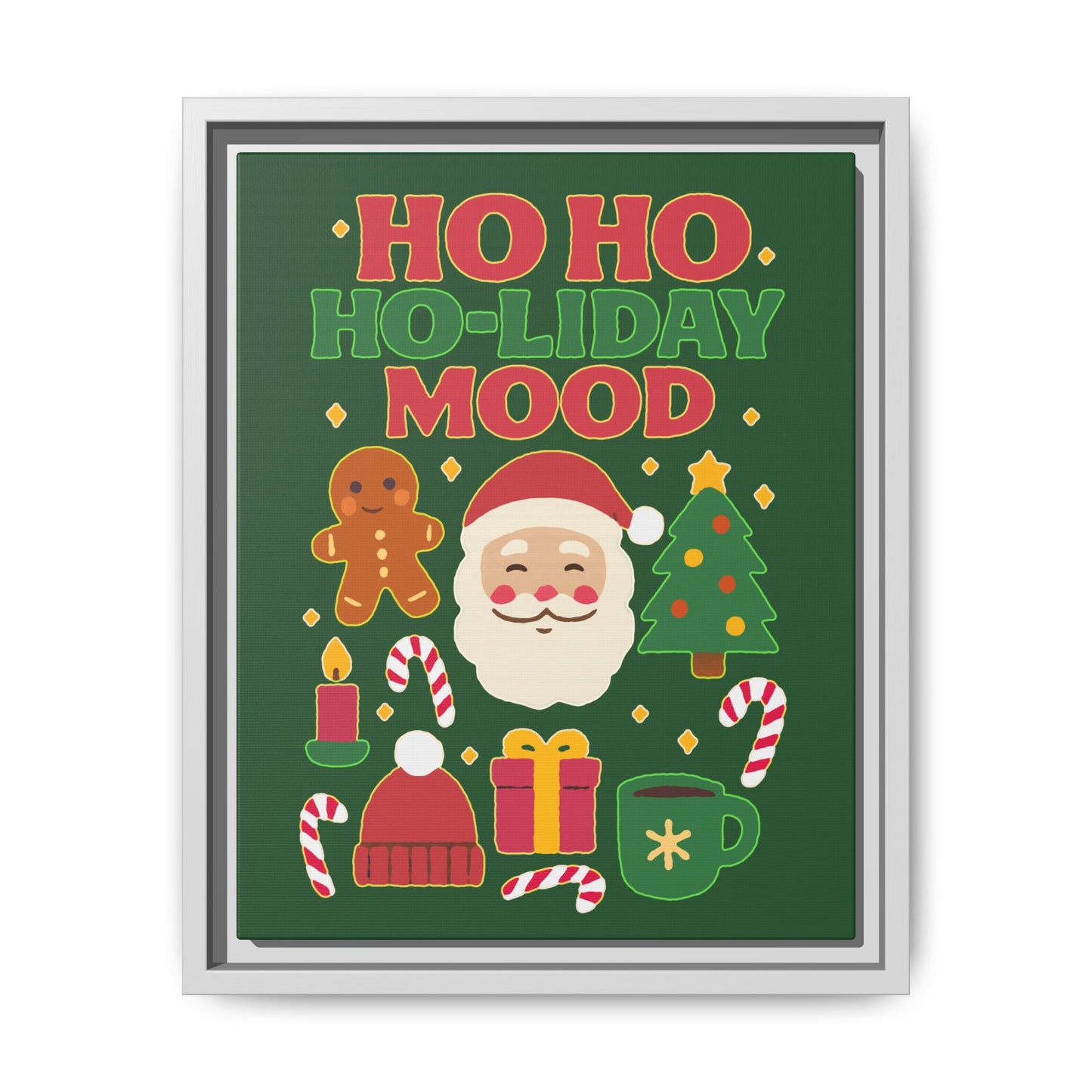 Framed Canvas Art, Festive Holiday, Cheerful Wall Art for Christmas, Santa Decor, Ho Ho Ho Seasonal Gift, Holiday Mood Wall Art
