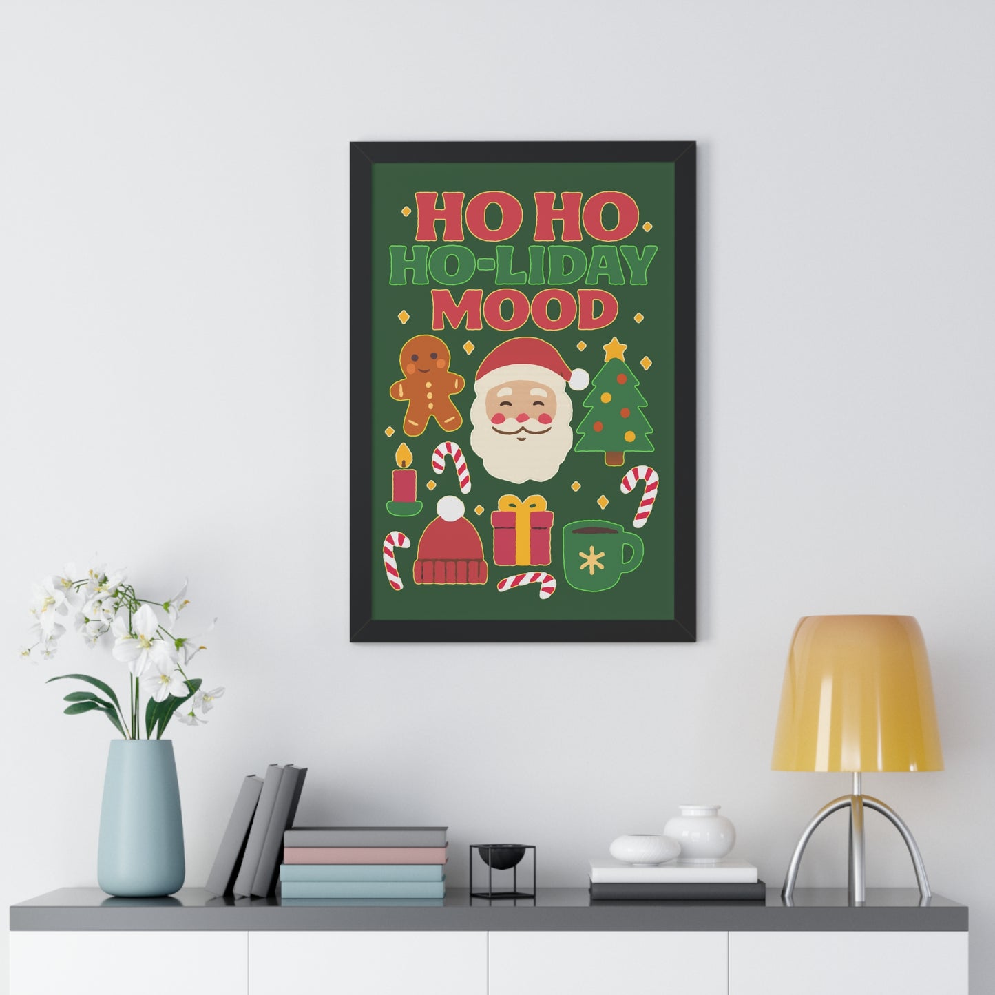 Festive Holiday Poster Print, Cheerful Wall Art for Christmas, Santa Decor, Ho Ho Ho Seasonal Gift, Holiday Mood Wall Art