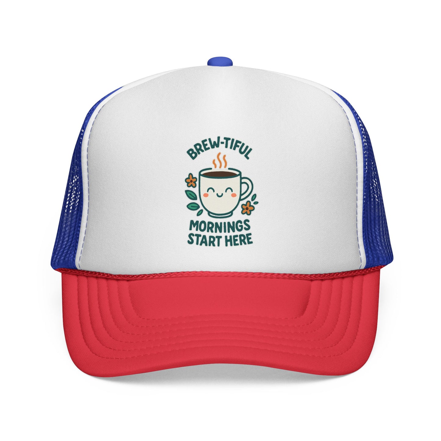 Coffee Lovers Trucker Cap, Brew-tiful Mornings Start Here, Coffee Hat