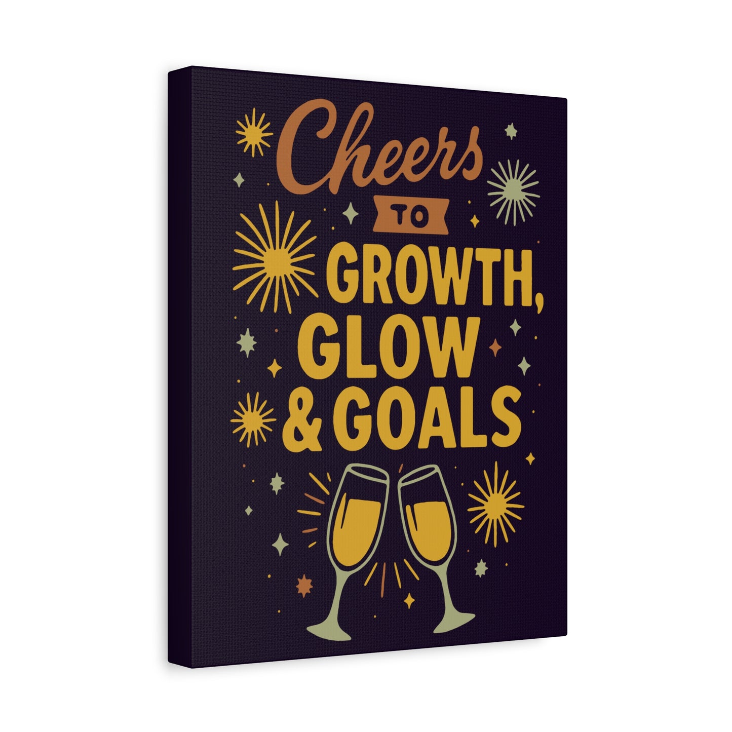 Cheers to Growth Canvas Wall Art, Motivational Decor, Inspirational Print for Home, Office, Gift for Graduates, New Year Vibes