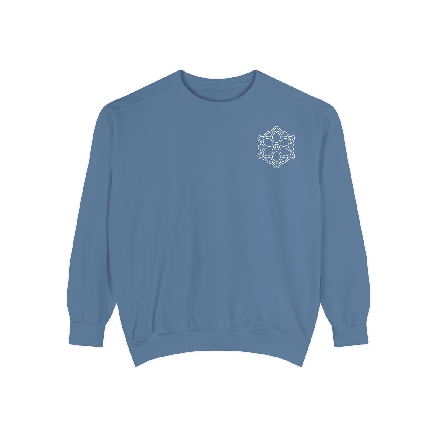 Garment-Dyed Sweatshirt with Elegant Floral Design, Cozy Unisex Sweater, Fashionable Casual Wear, Gift for Her, Perfect for Spring Style