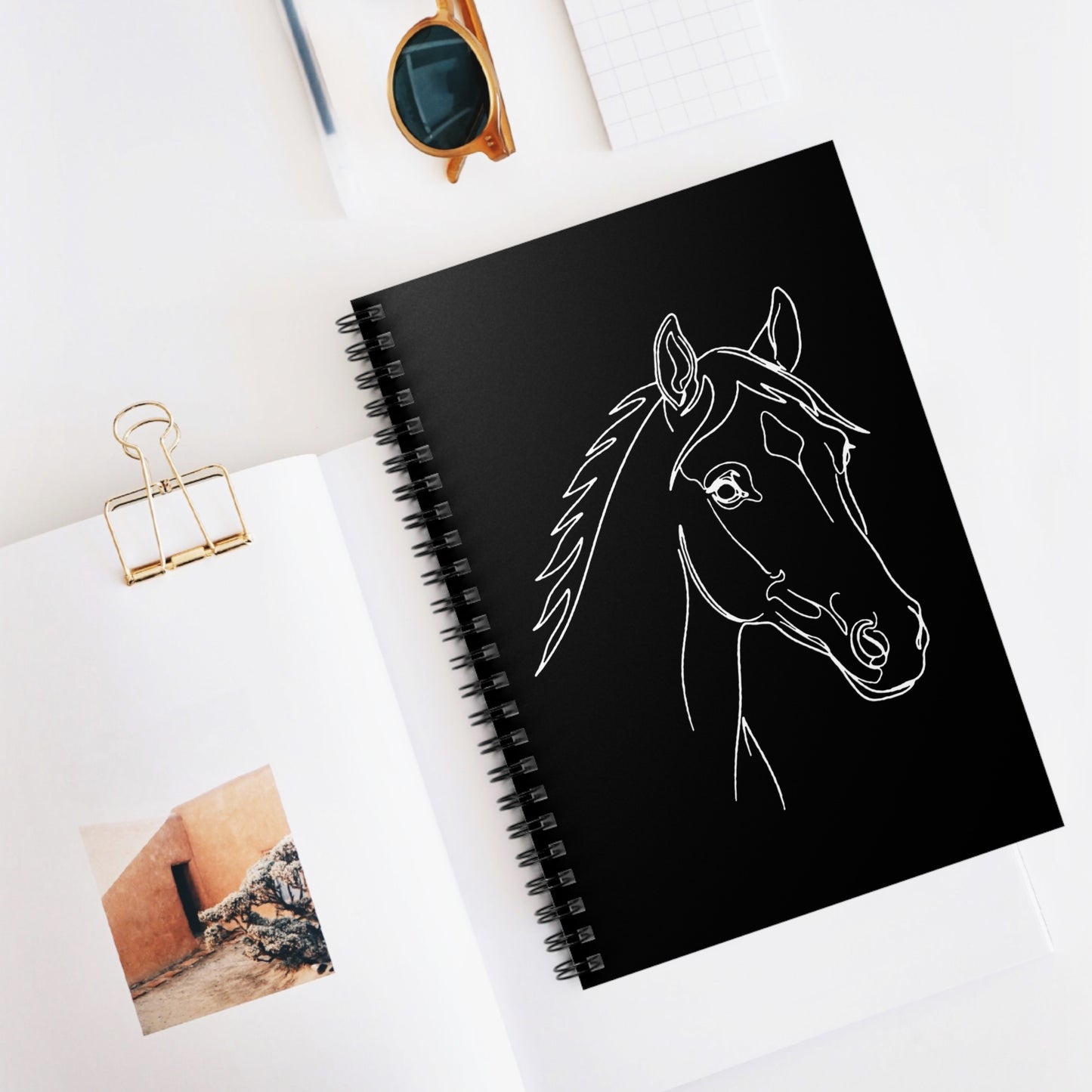 Horse Portrait Sketch - Spiral Notebook