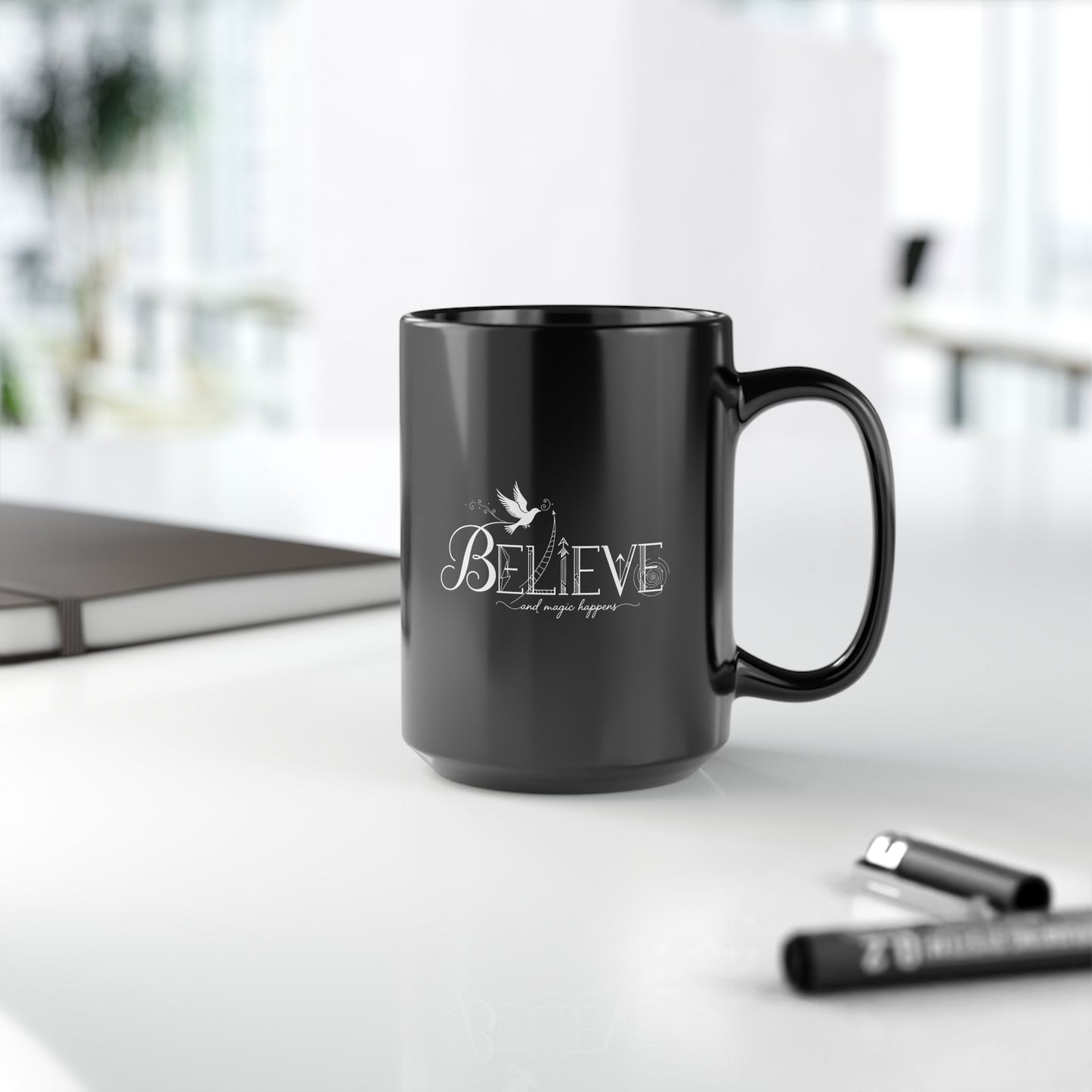 Believe and Magic Happens - Black Mug