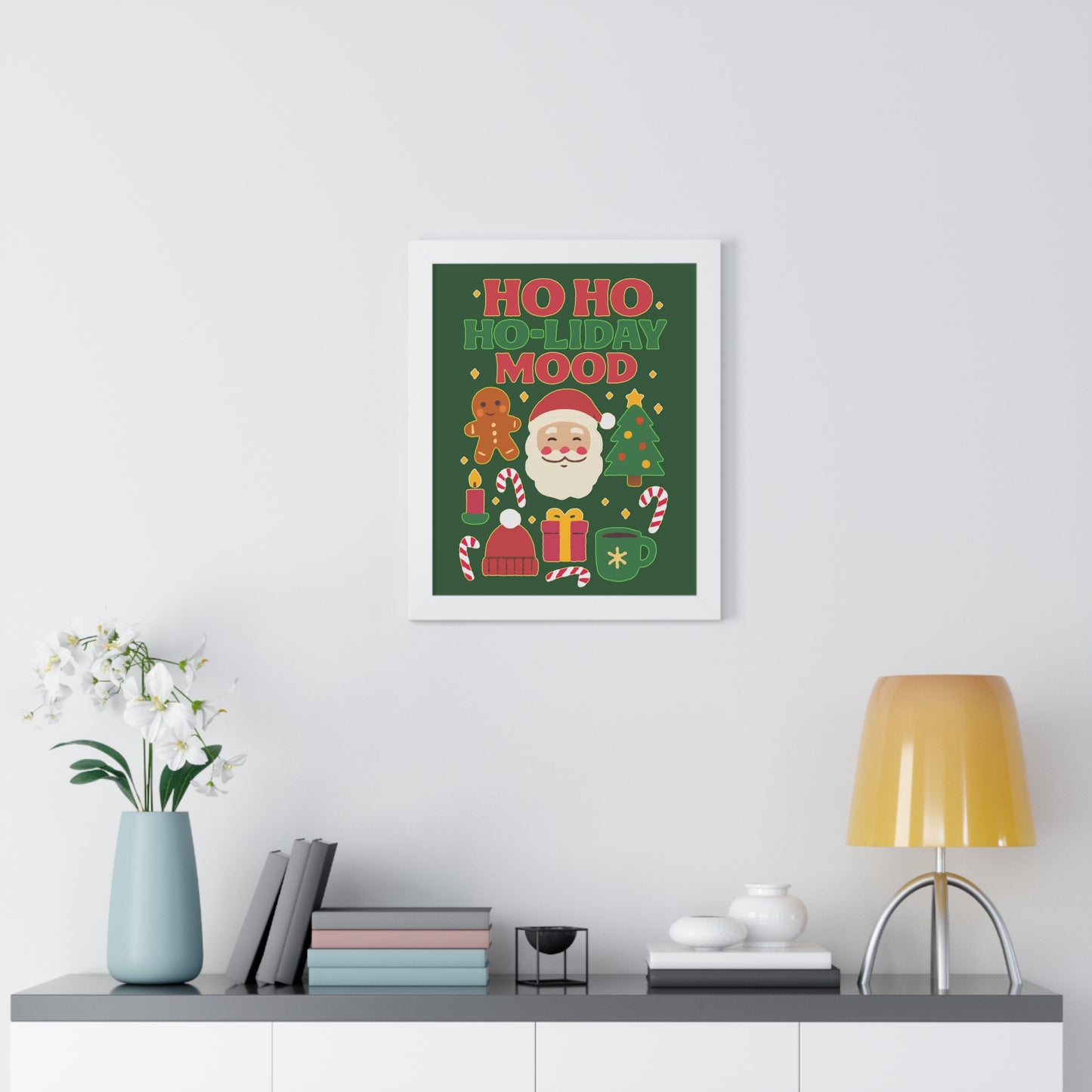Festive Holiday Poster Print, Cheerful Wall Art for Christmas, Santa Decor, Ho Ho Ho Seasonal Gift, Holiday Mood Wall Art