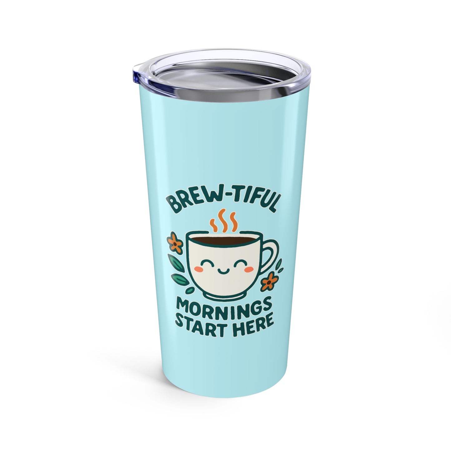 Brew-tiful & Grateful Heart Tumbler 20oz, Motivational Travel Mug, Gift for Friends, Self-Care Reminder, Inspiring Drinkware, Everyday Cup