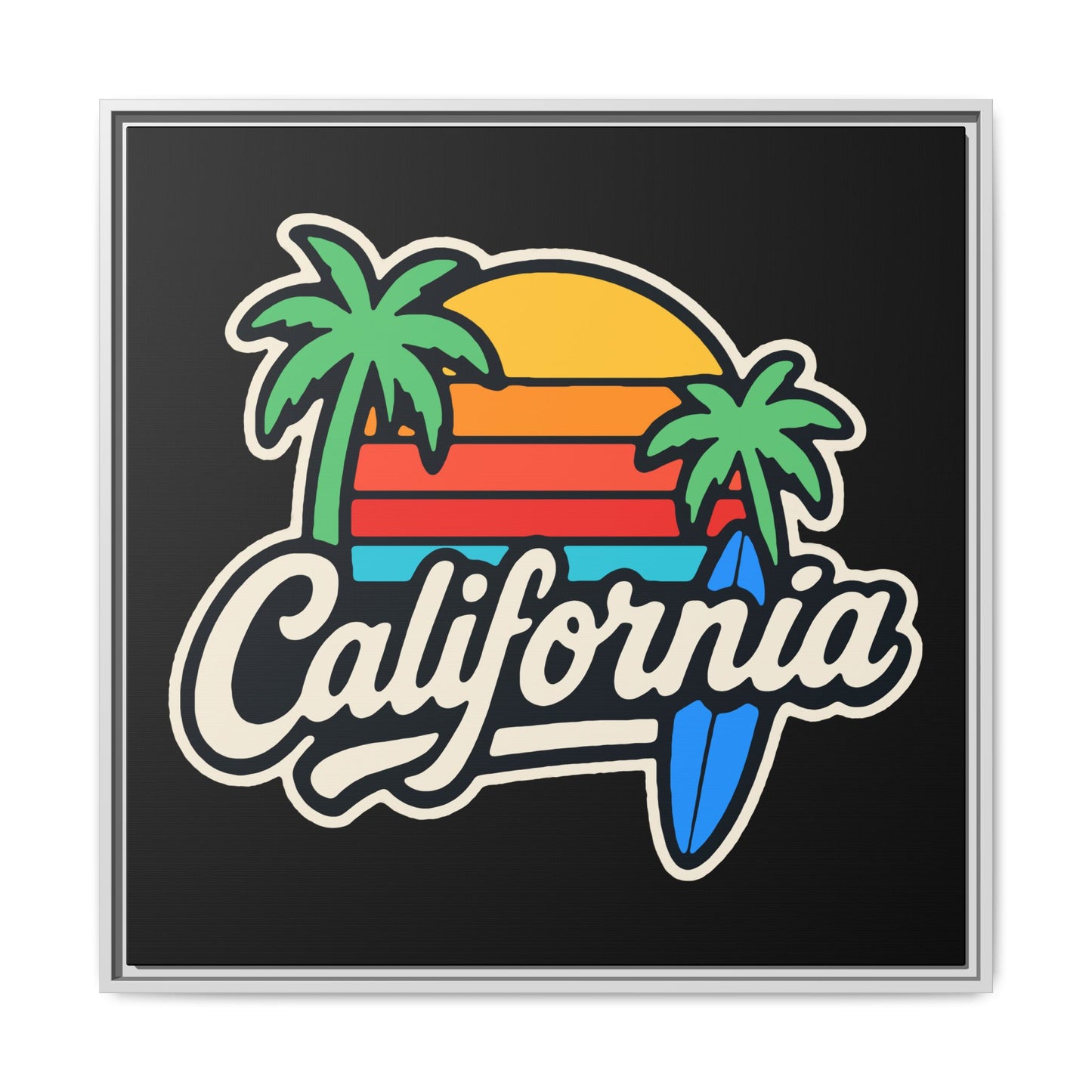 California Sunset Canvas Art, Framed Wall Decor, Tropical Beach Vibe, Home & Office Decor, Gift for Beach Lovers, Summer Art