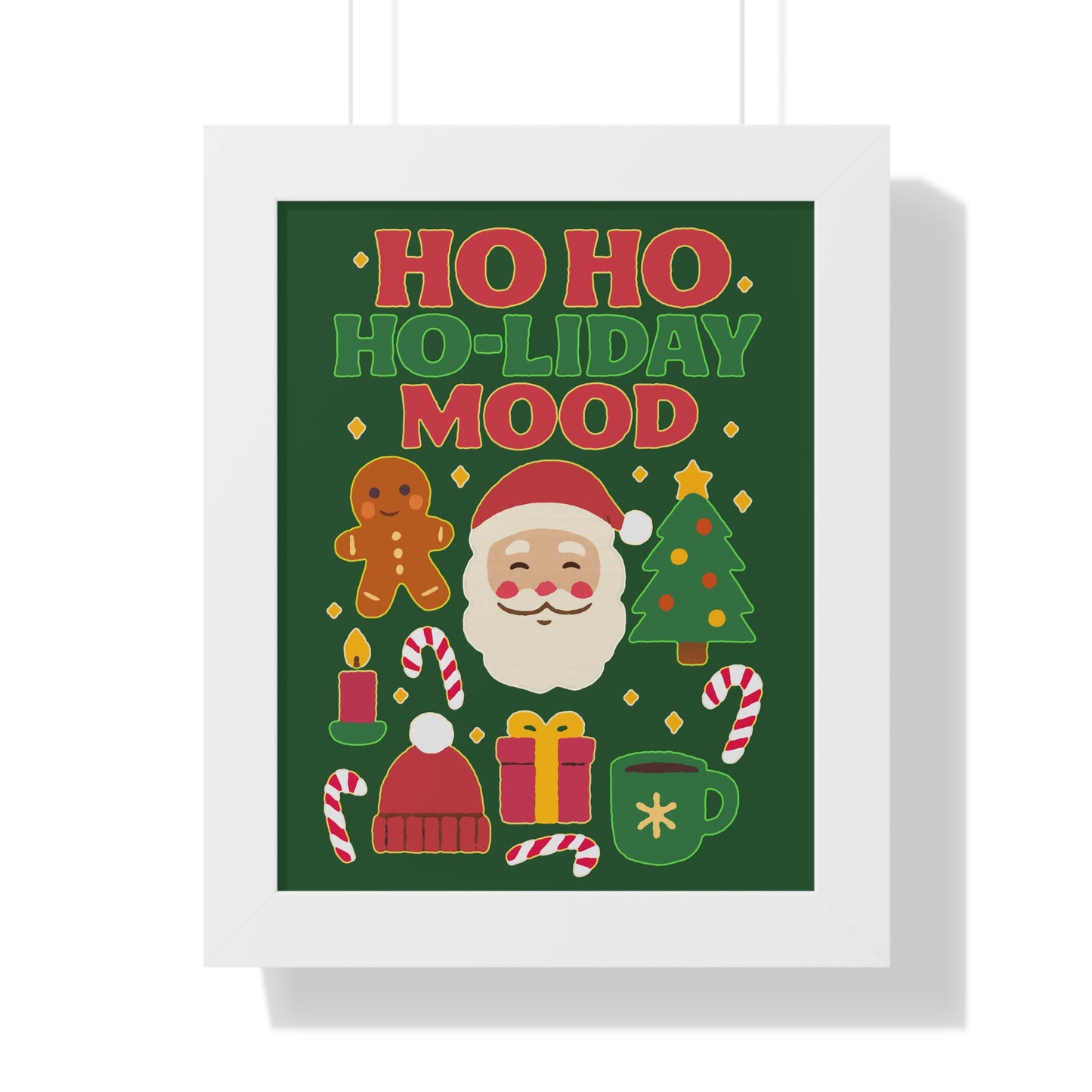 Festive Holiday Poster Print, Cheerful Wall Art for Christmas, Santa Decor, Ho Ho Ho Seasonal Gift, Holiday Mood Wall Art