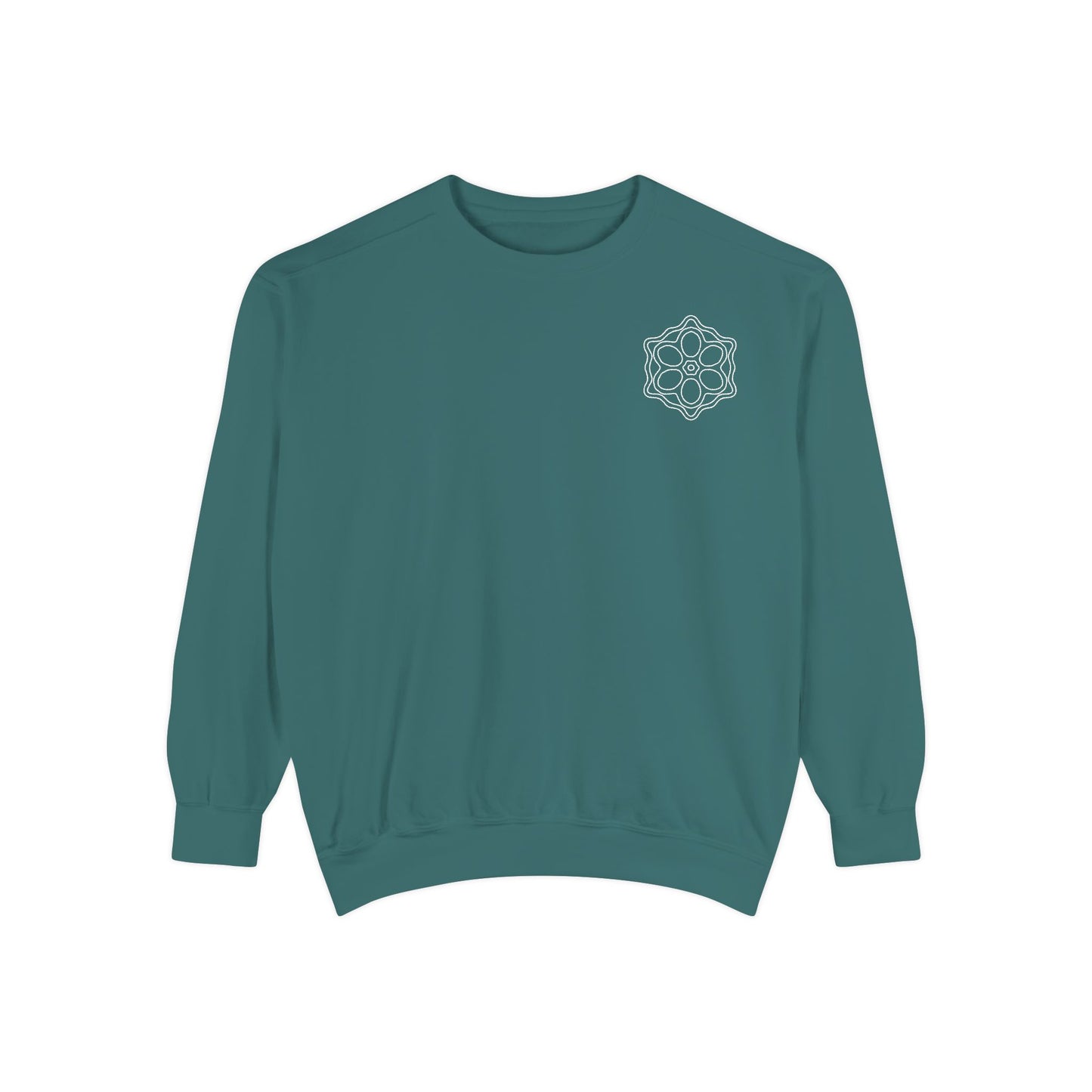 Garment-Dyed Sweatshirt with Elegant Floral Design, Cozy Unisex Sweater, Fashionable Casual Wear, Gift for Her, Perfect for Spring Style