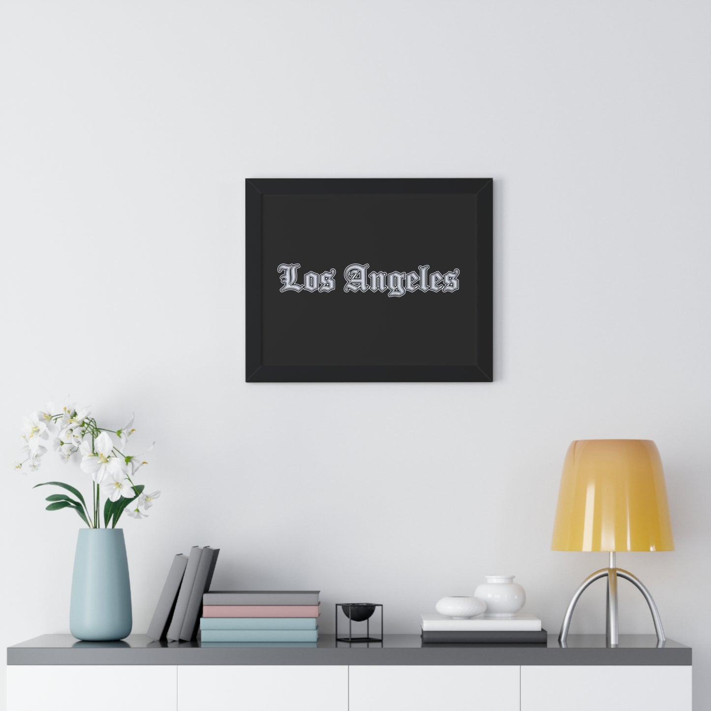 Los Angeles Framed Horizontal Poster, Wall Art, Home Decor, Gift for LA Lovers, Modern Wall Art, Interior Decoration - Silver Edition