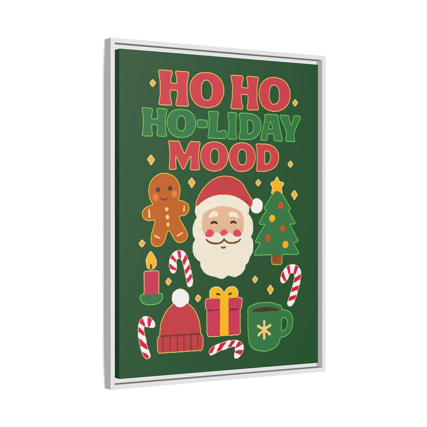 Framed Canvas Art, Festive Holiday, Cheerful Wall Art for Christmas, Santa Decor, Ho Ho Ho Seasonal Gift, Holiday Mood Wall Art