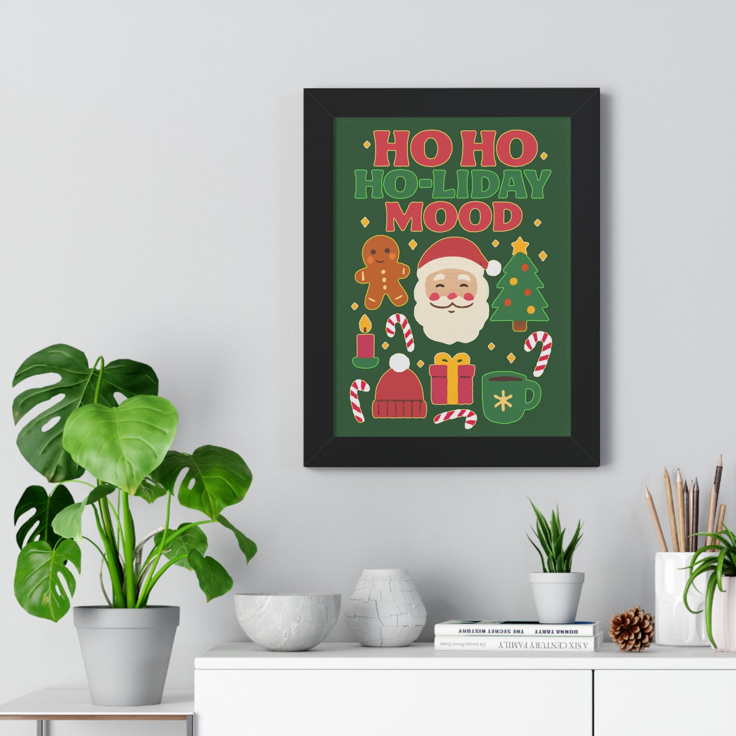 Festive Holiday Poster Print, Cheerful Wall Art for Christmas, Santa Decor, Ho Ho Ho Seasonal Gift, Holiday Mood Wall Art