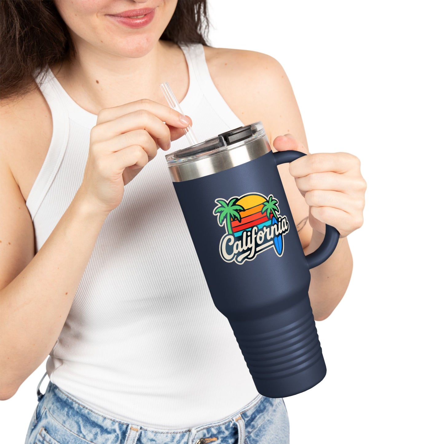 California Insulated Travel Mug - 40oz, Perfect for Road Trips, Outdoor Adventures, Gift for Travelers, Beach Lovers, Summer Vibes