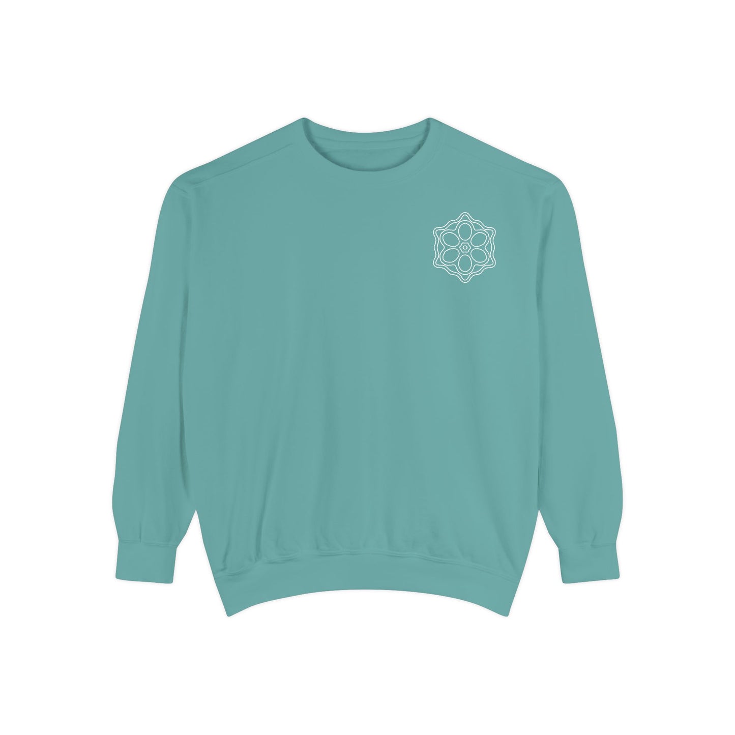 Garment-Dyed Sweatshirt with Elegant Floral Design, Cozy Unisex Sweater, Fashionable Casual Wear, Gift for Her, Perfect for Spring Style