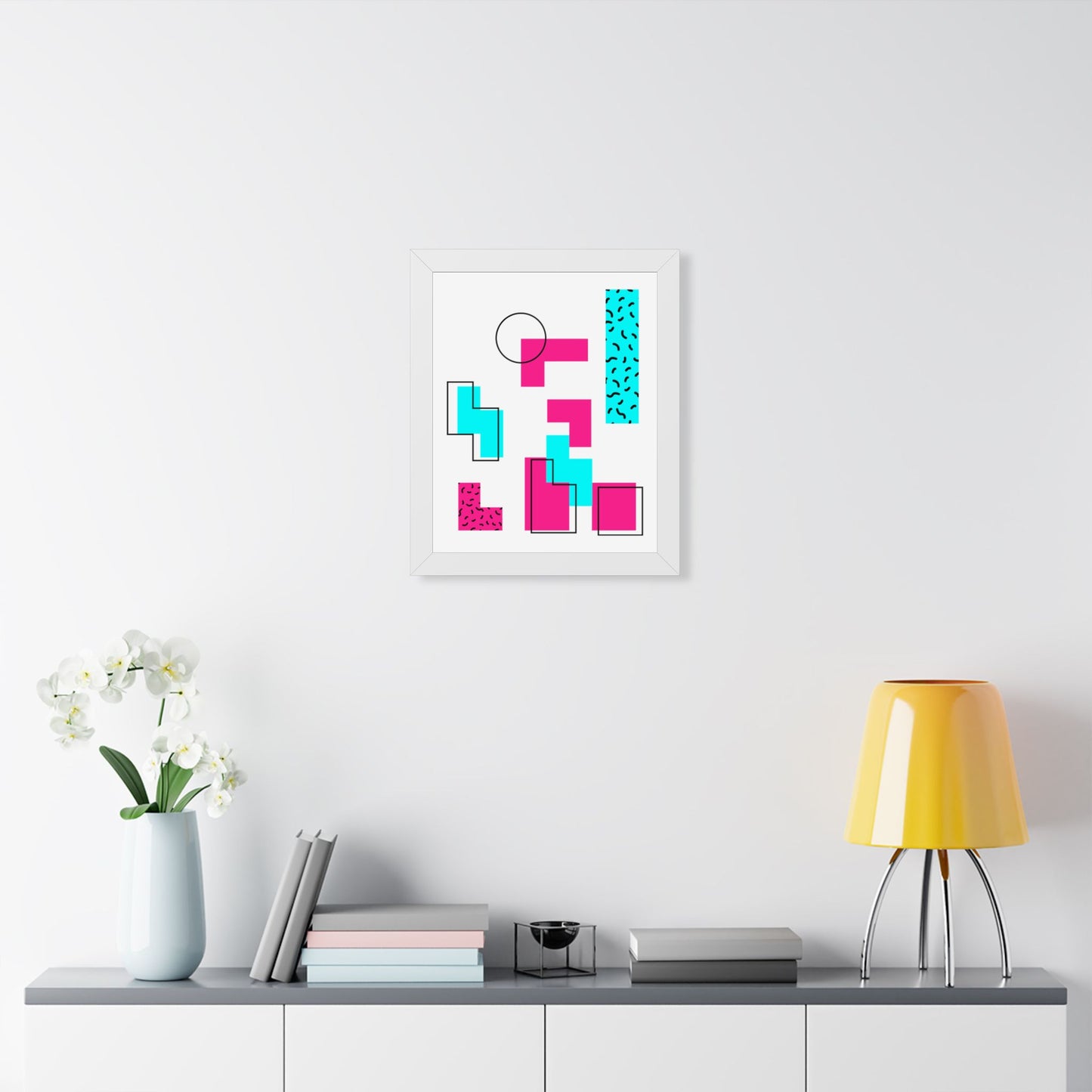 Retro Geometric Vibes - Framed Poster