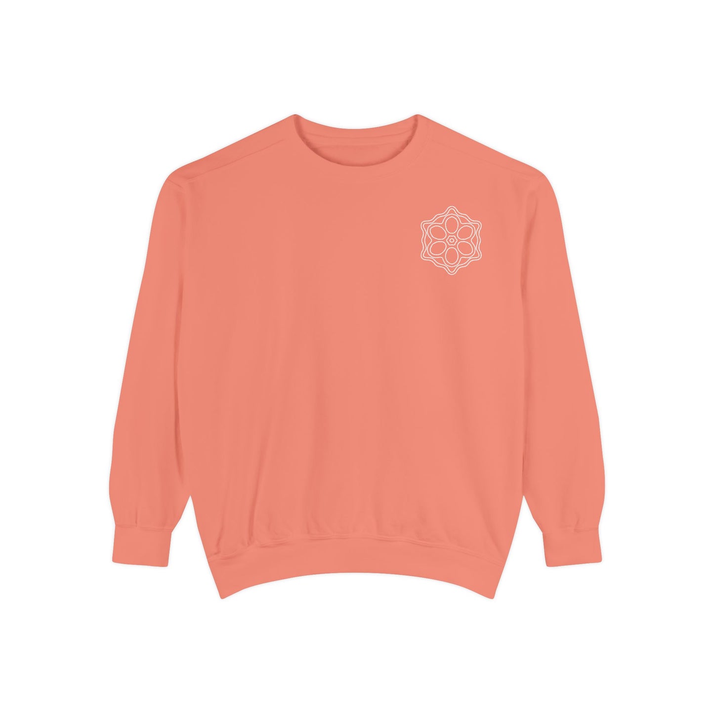 Garment-Dyed Sweatshirt with Elegant Floral Design, Cozy Unisex Sweater, Fashionable Casual Wear, Gift for Her, Perfect for Spring Style