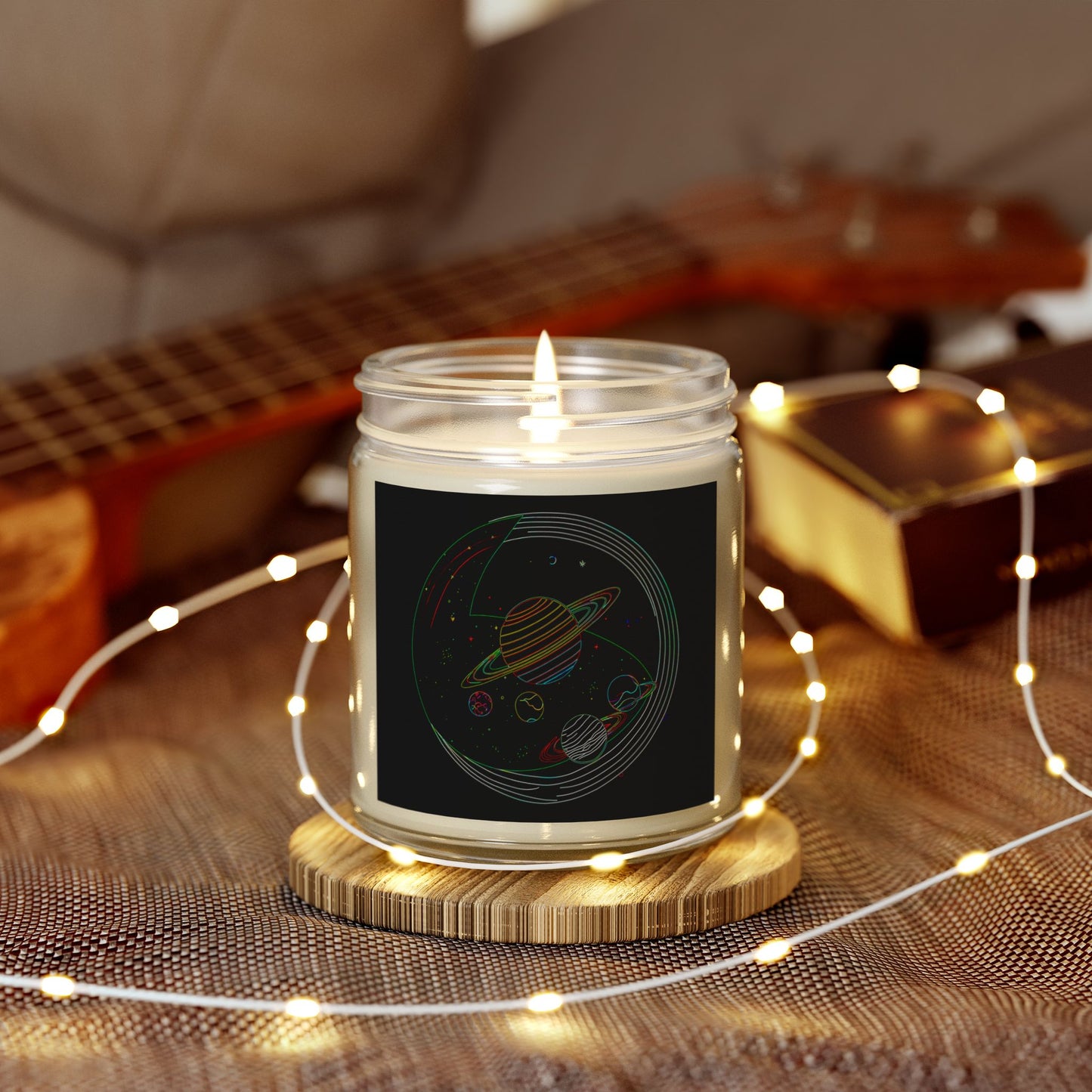 Galactic Scented Candles, Cosmic Coconut Apricot Wax, Space Candle Gift, Planets Decor, Aromatherapy Candle
