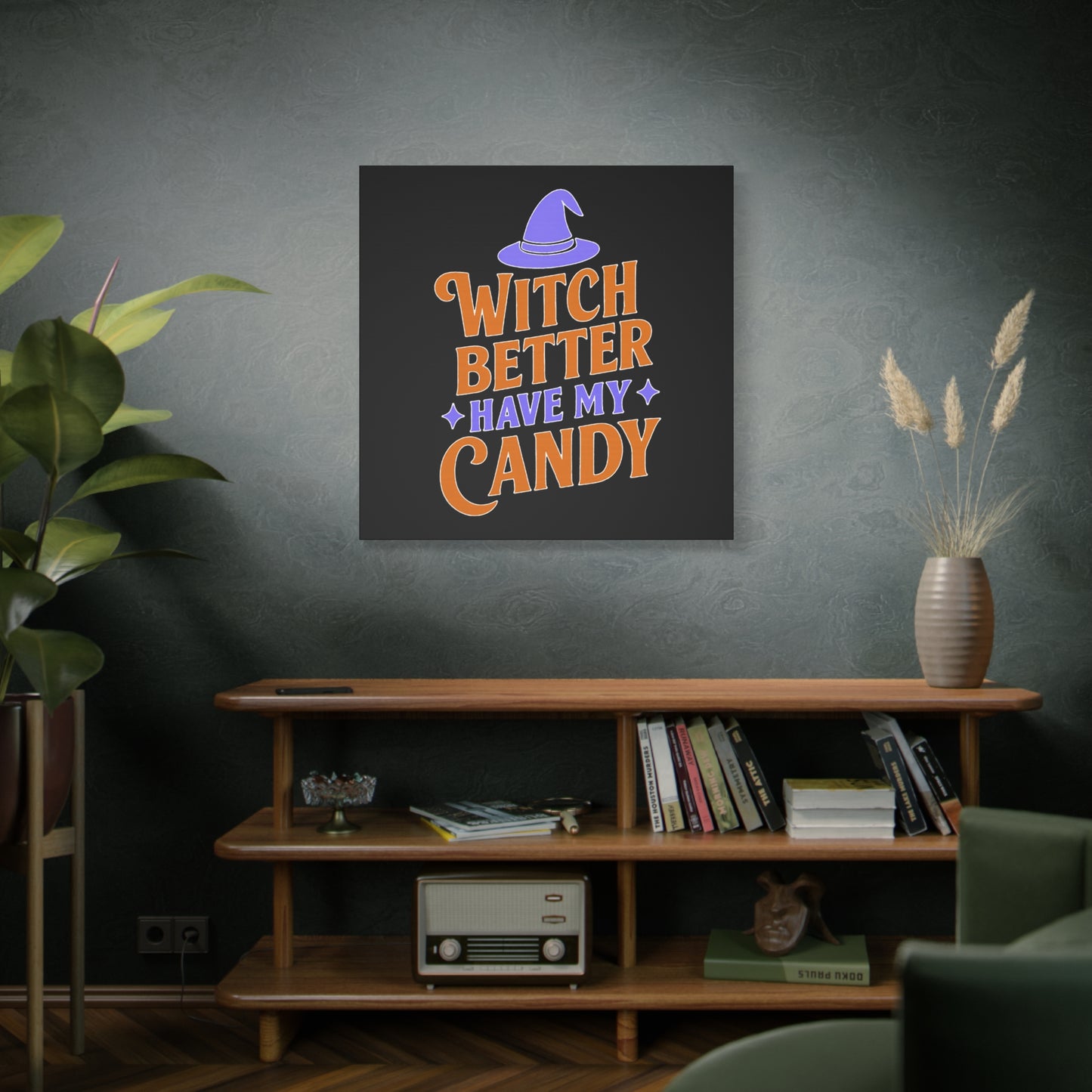 Halloween Canvas Wall Art, Witch Better Have My Candy Sign, Spooky Decor, Trick or Treat Wall Hanging, Fall Home Decor, October Celebration