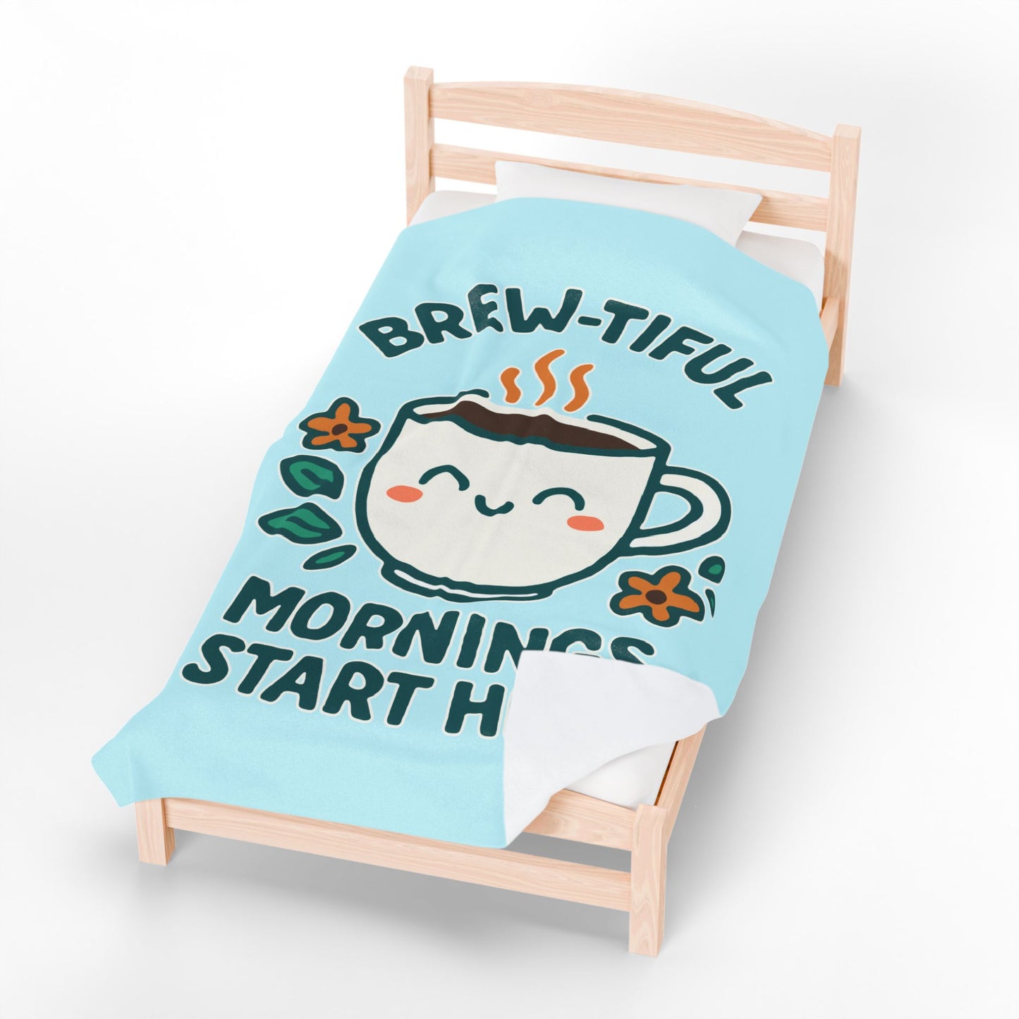 Brew-tiful Mornings Plush Blanket, Cozy Throw for Coffee Lovers, Soft Blanket for Relaxation, Perfect Gift for Birthdays