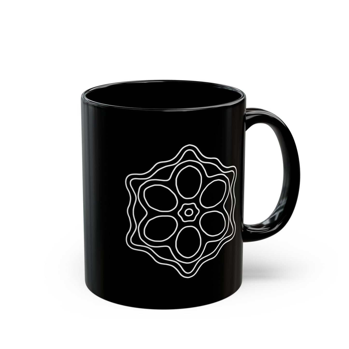 Elegant Black Mug with Floral Design, Perfect for Coffee Lovers, Gift for Moms, Yoga Enthusiasts, and Home Decor, 11oz or 15oz