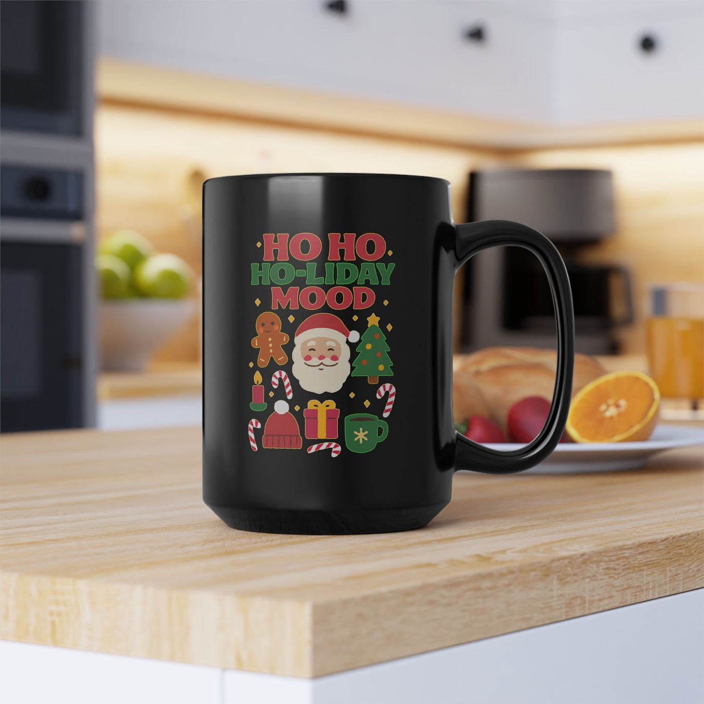 Festive Holiday Mug, 'Ho Ho Ho-liday Mood' Coffee Cup for Christmas, Gift for Him/Her, Cheerful Coffee Mug, Cute Holiday Decor